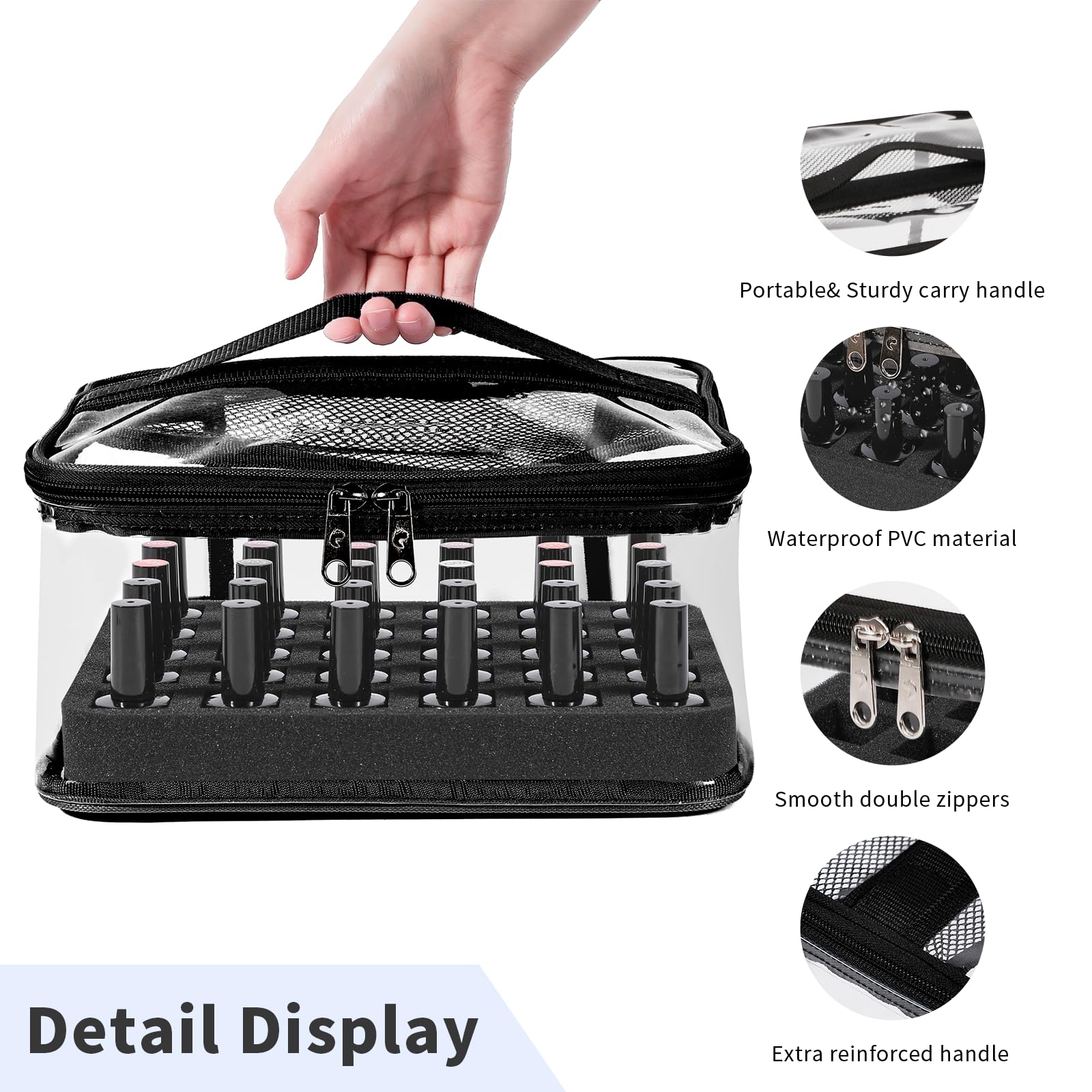 Beloving 30 Bottle Nail Polish Organizer Bag - Portable Manicure Kit Case for 15ml/0.5oz Nail Supplies, Travel-Friendly Nail Art Tools Storage Pouch (Black) - Perfect for Salon Professionals, Home Nail Care & On-the-Go Touch Ups