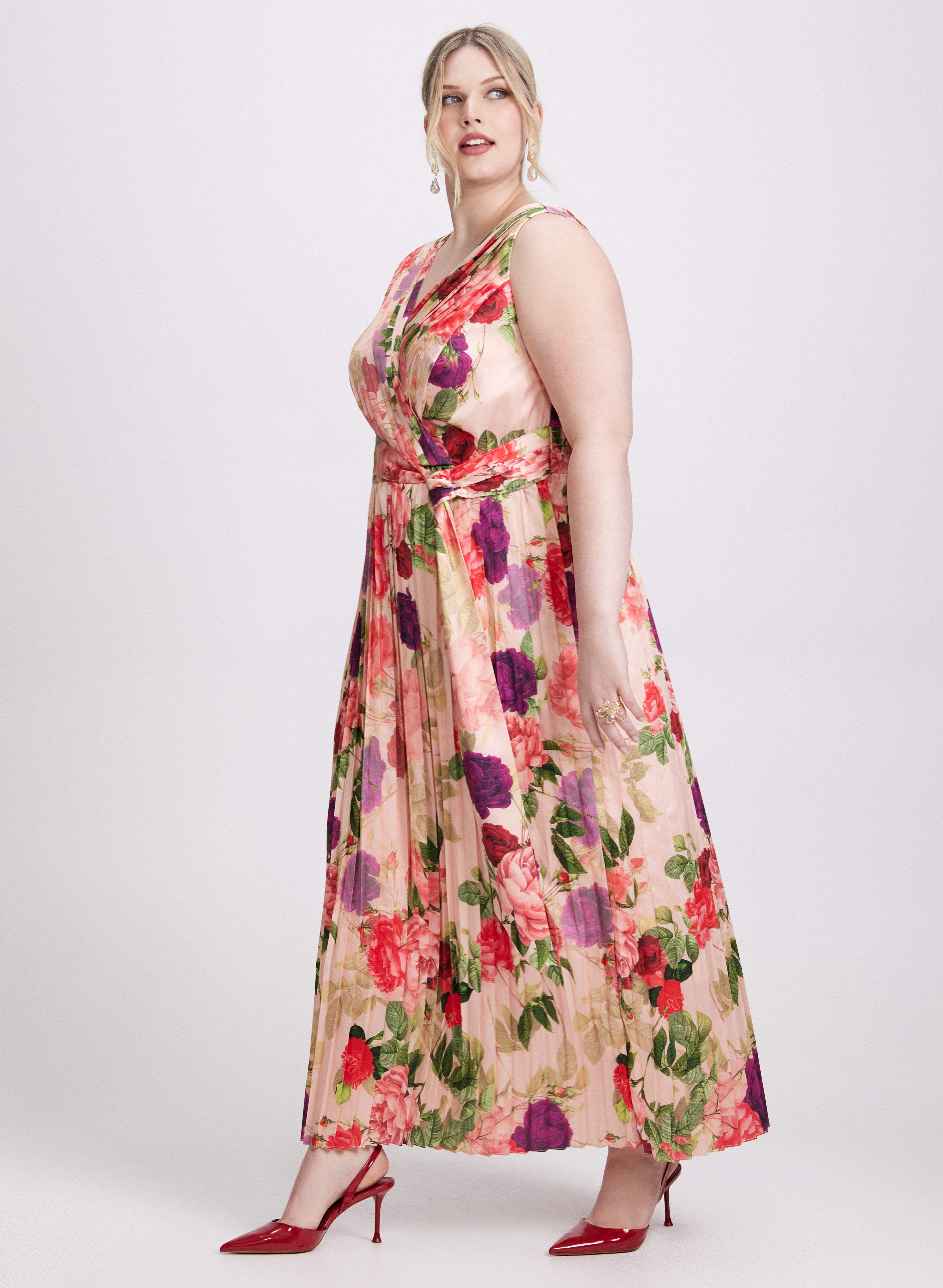 Elegant Floral Satin Dress for Women - Summer Party, Wedding Guest, Cocktail & Evening Wear