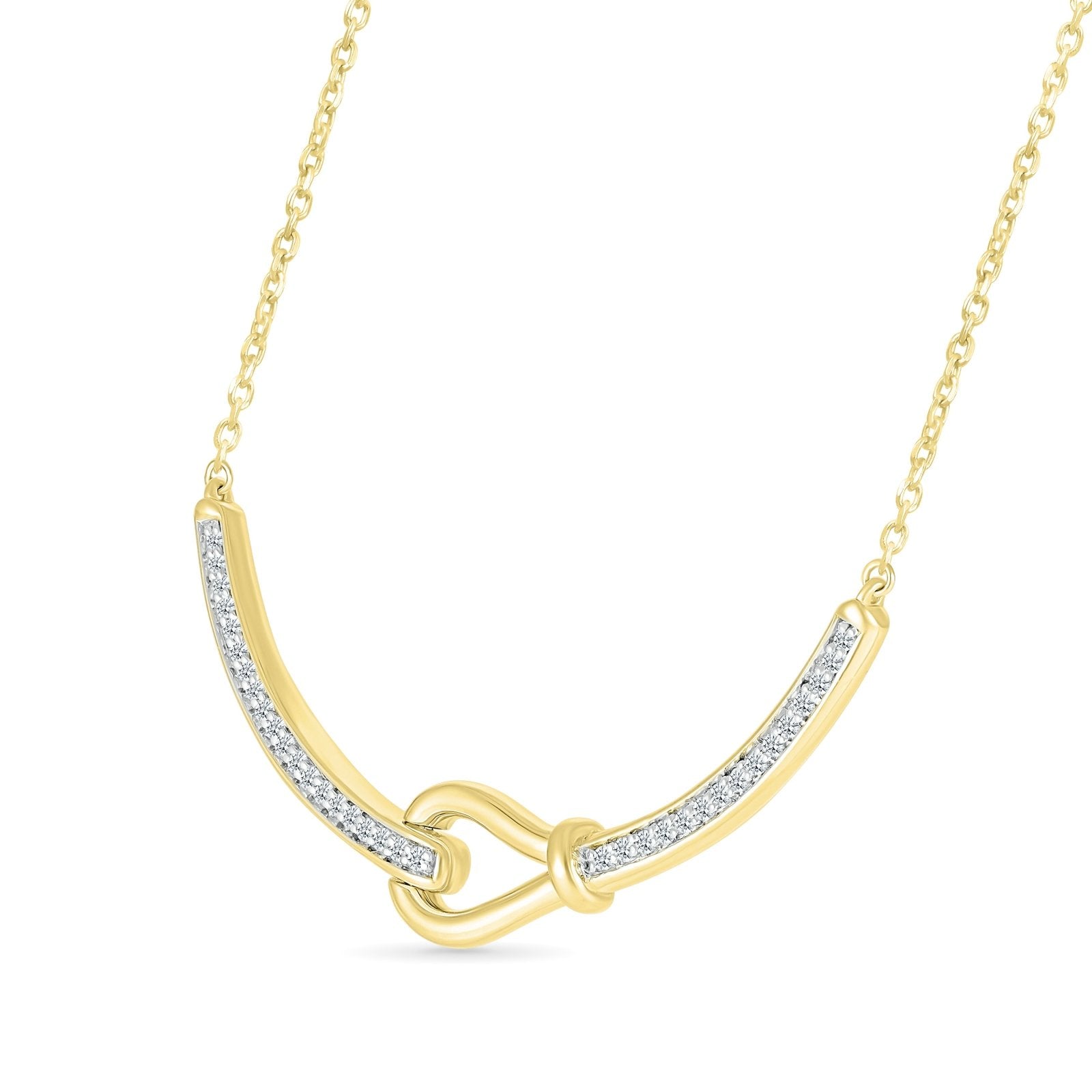 10K Solid Yellow Gold Diamond Loop Bar Necklace - Elegant Dainty Jewelry for Women, Perfect for Everyday Wear, Date Nights & Special Occasions