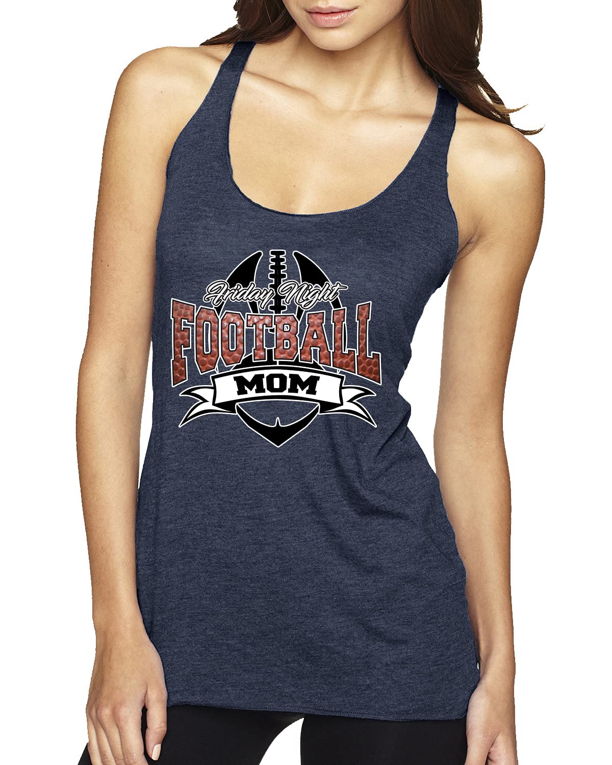 Friday Night Football Mom Sports Tri-Blend Racerback Tank Top - Soft & Comfortable Athletic Shirt for Women - Perfect for Game Day, Cheering, Workouts & Casual Wear