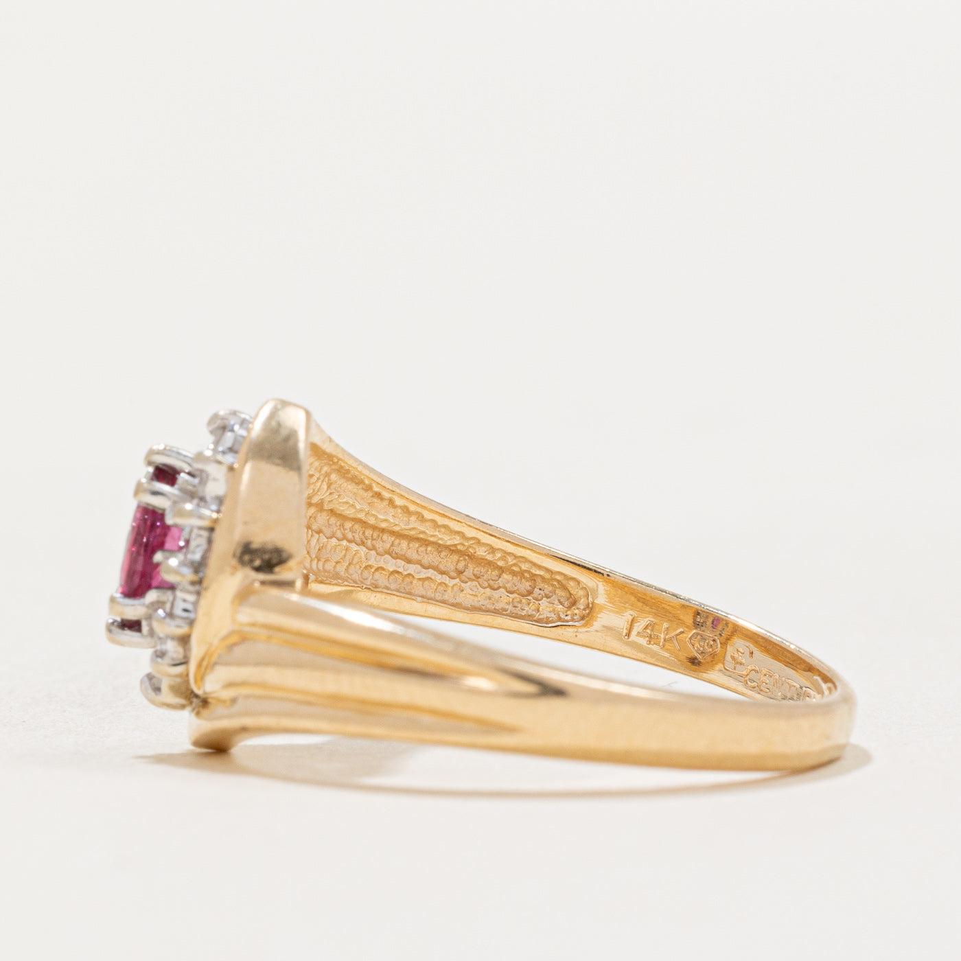 Exquisite Marquise Cut Ruby & Diamond Halo Ring | 0.18ct Ruby & 0.12ctw Diamond | Size 7 | Perfect for Engagement, Anniversary & Special Occasion Gifts