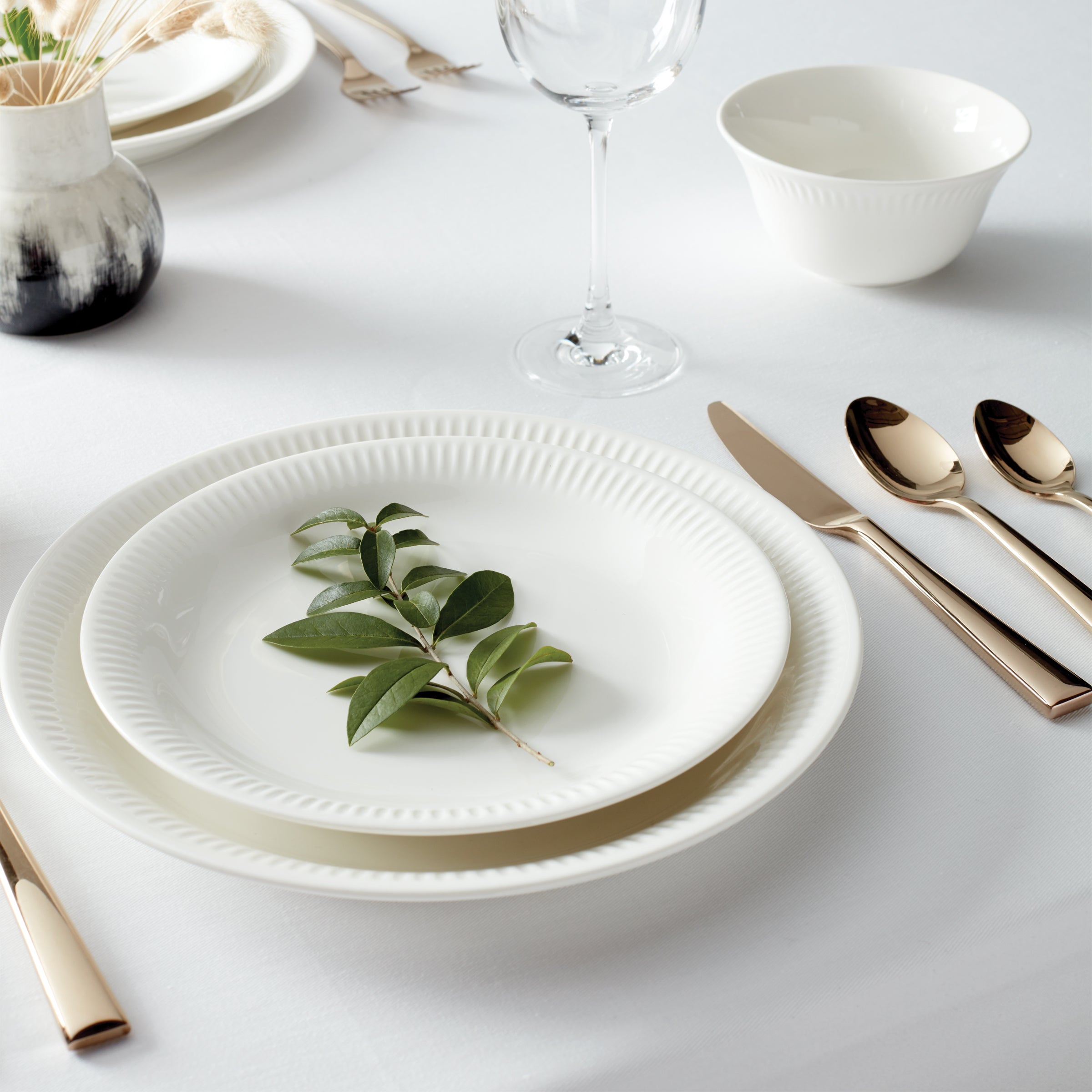 Elegant White Accent Plates Set of 4 - Modern Dinnerware for Fine Dining, Wedding Registry & Home Decor