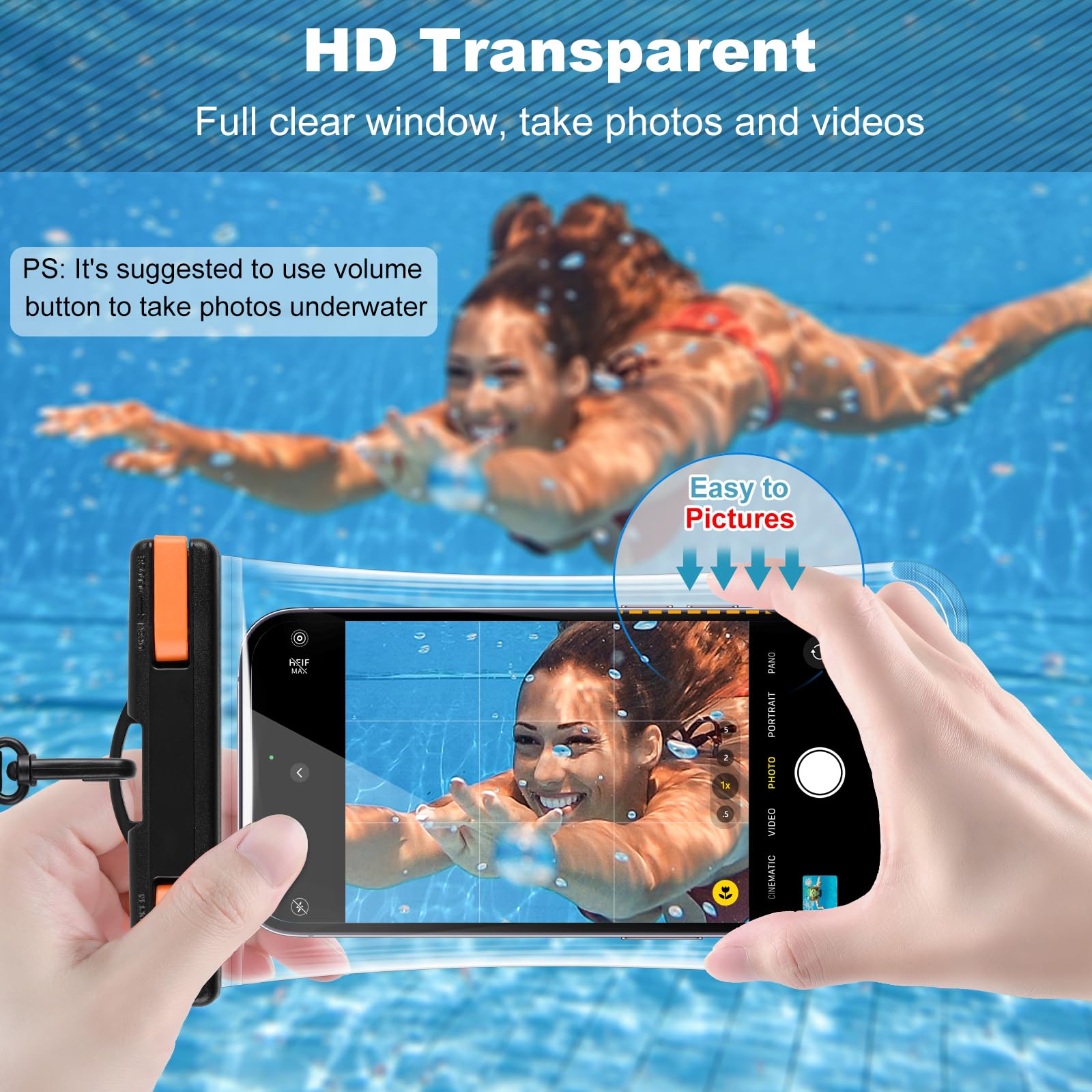 2 Pack Waterproof Phone Pouch Case for iPhone 15 14 13 Pro Max & Galaxy S24 S23 - IPX8 Underwater Dry Bag with 3D Seamless Soft Edges (Fits Up to 7.2