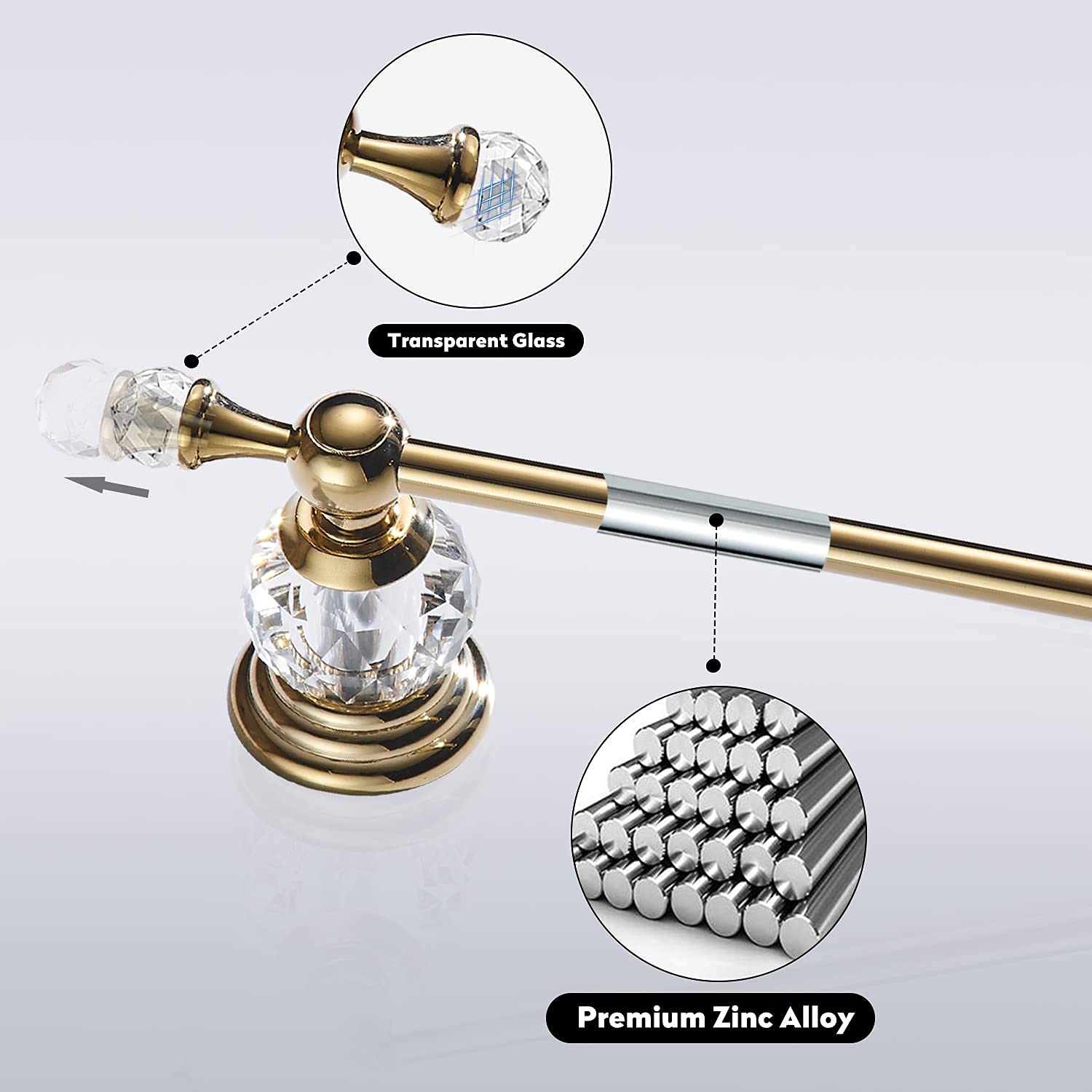 BATHSIR Crystal Toilet Paper Holder - Chrome & Gold Wall Mounted Tissue Roll Holder for Bathroom Decor | Elegant Bathroom Accessory for Home & Hotel Use