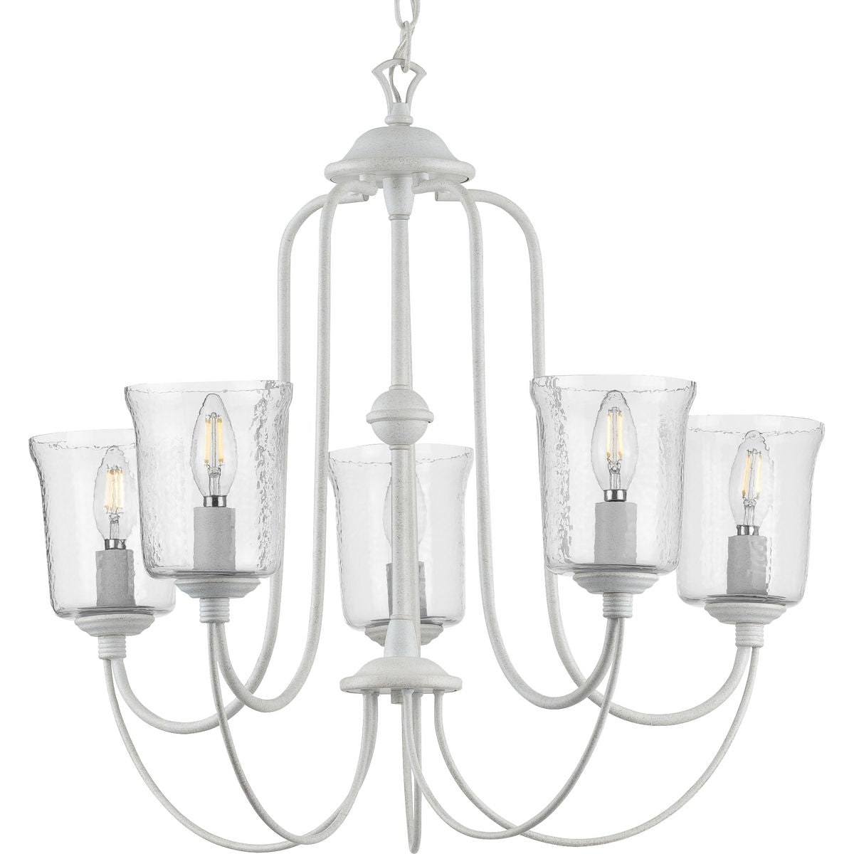 Bowman Collection 5-Light Clear Chiseled Glass Chandelier - Elegant Crystal Ceiling Light Fixture for Dining Room, Living Room, Bedroom & Entryway Lighting