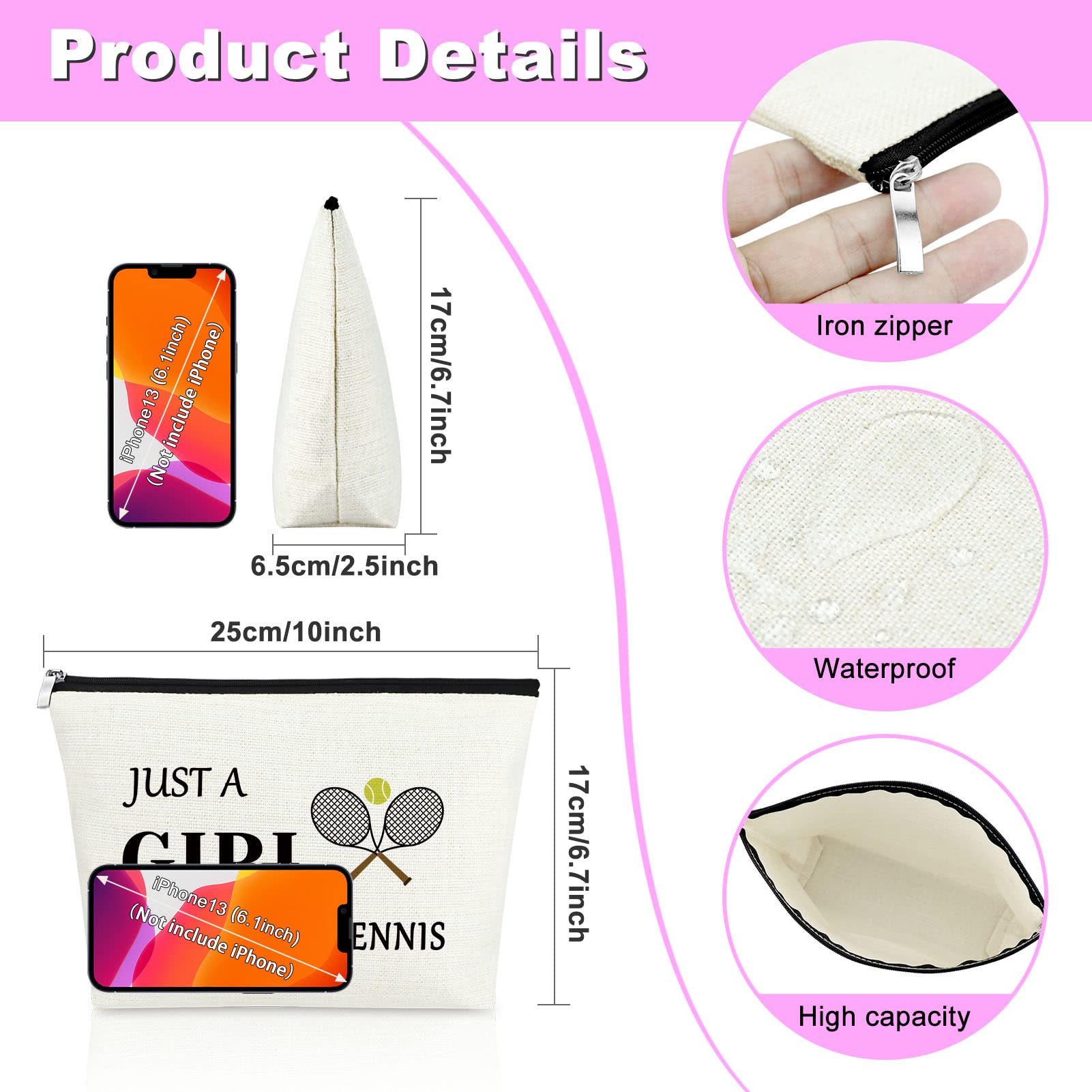 MXRYMVU Tennis-Themed Cosmetic Bag - Inspirational Makeup Pouch for Women Tennis Players & Fans - Perfect Birthday, Graduation Gift for Tennis Lovers, Coaches, Team & Friends - Great for Tennis Matches, Gym & Travel