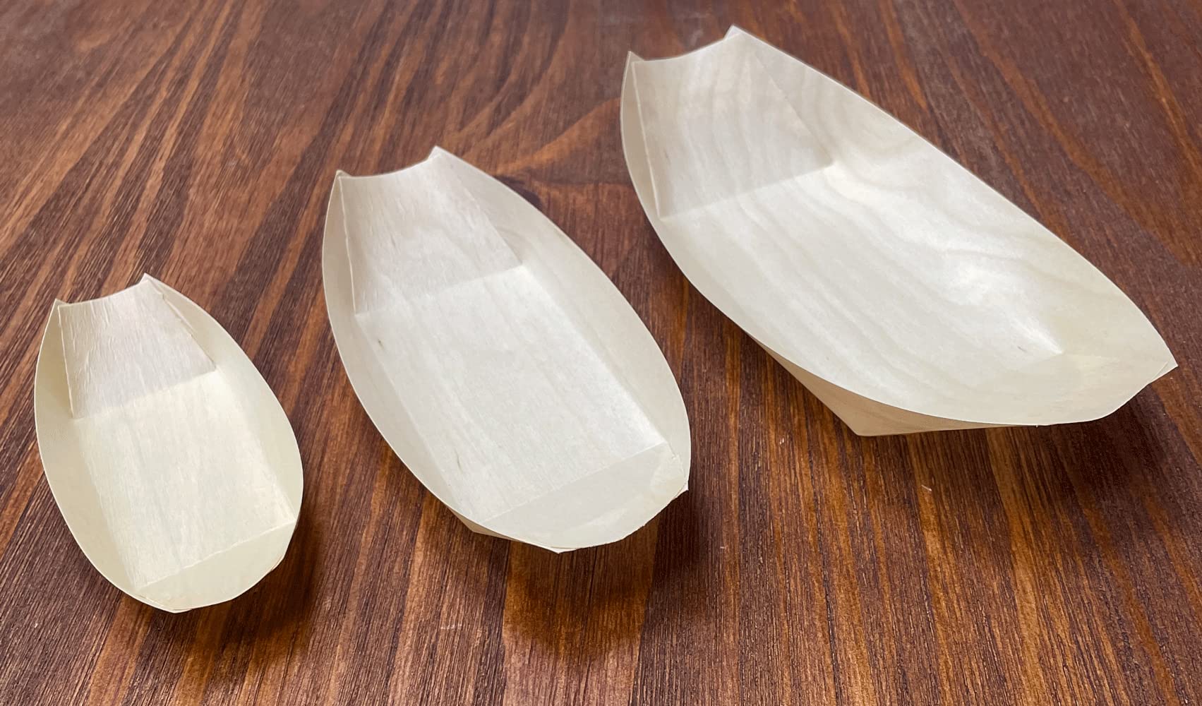 Eco-Friendly Disposable Wooden Boat Plates - 100 Pack (7
