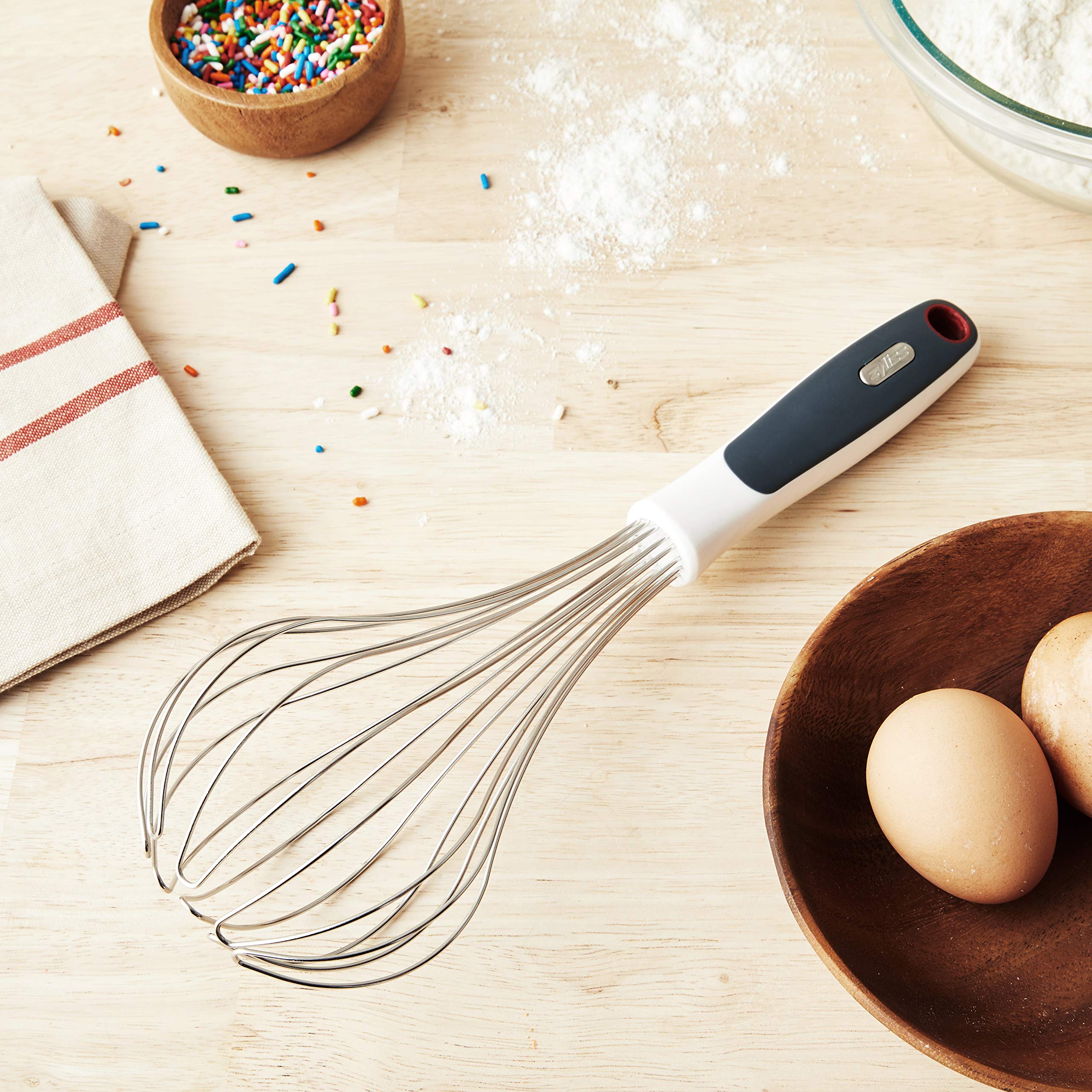 Zyliss Easy Clean Stainless Steel Whisk - Large Dishwasher-Safe Kitchen Whisk for Mixing, Beating & Whisking - Perfect for Baking, Cooking & Food Preparation