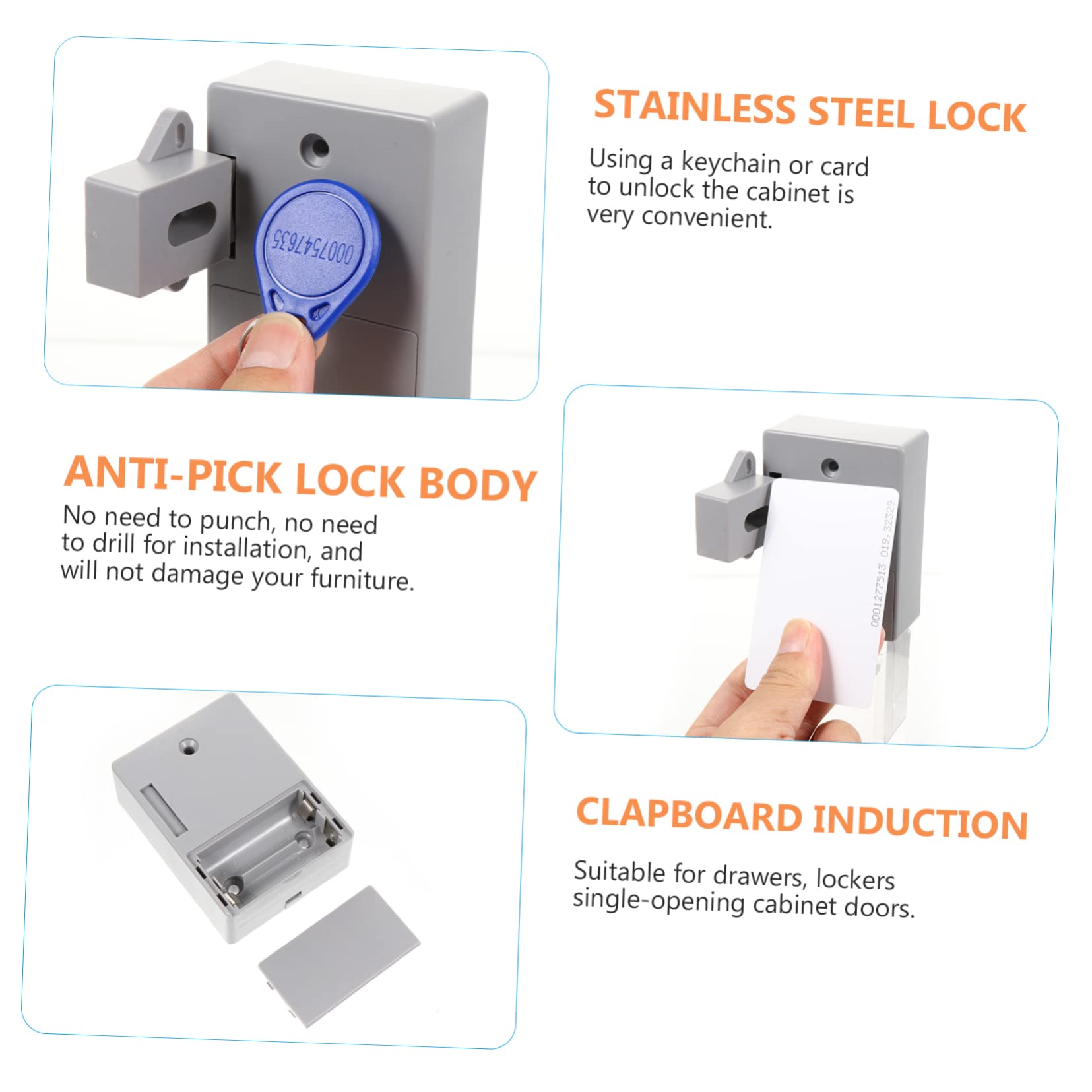 3PCS Invisible Sensor Lock Deadbolt - Electronic Hidden Cabinet Lock for Wooden Doors, Drawers, Cupboards & Furniture - ABS Material Child Safety Lock for Home, Office & Storage Use
