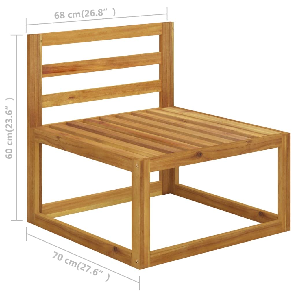 vidaXL 3-Piece Patio Lounge Set with Cushions - Modular Sectional Sofa & Tea Table - Solid Acacia Wood Outdoor Furniture for Garden, Backyard, Poolside - Rustic Style for Relaxing & Entertaining