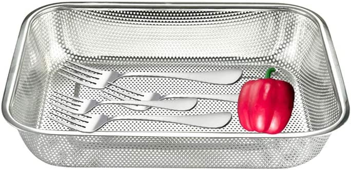 Stainless Steel Kitchen Utensil Drying Rack - Rectangle Mesh Dishwasher Basket for Silverware, Chopsticks & Tools (30x20x6cm) | Space-Saving Sink Organizer & Dish Drying Rack for Compact Kitchens