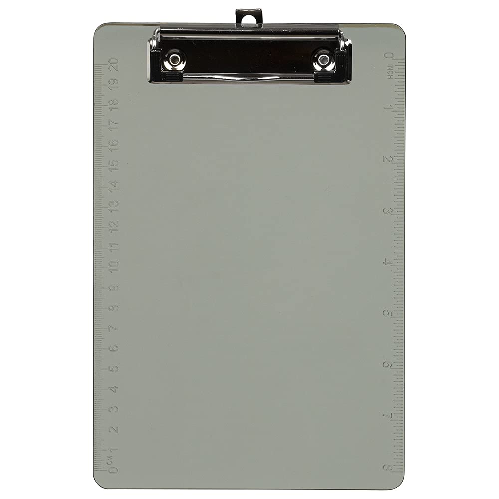 JAM PAPER Small Plastic Memo Clipboards with Low Profile Metal Clip - Mini (6 x 9 Inches) - Smoke Grey - Pack of 12 - Perfect for Office, School, and Home Organization