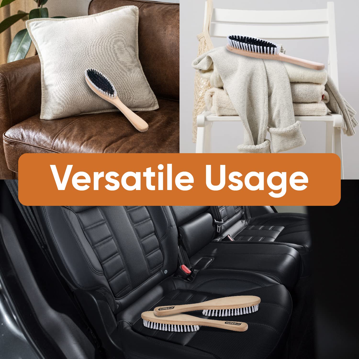 Premium Clothes Brush & Lint Remover - 2 Pack with Sturdy Bristles & Wood Handle for Wool Suits, Pet Hair, Suede, Hats - Perfect for Wardrobe Care, Dry Cleaning Prep & Travel Essentials