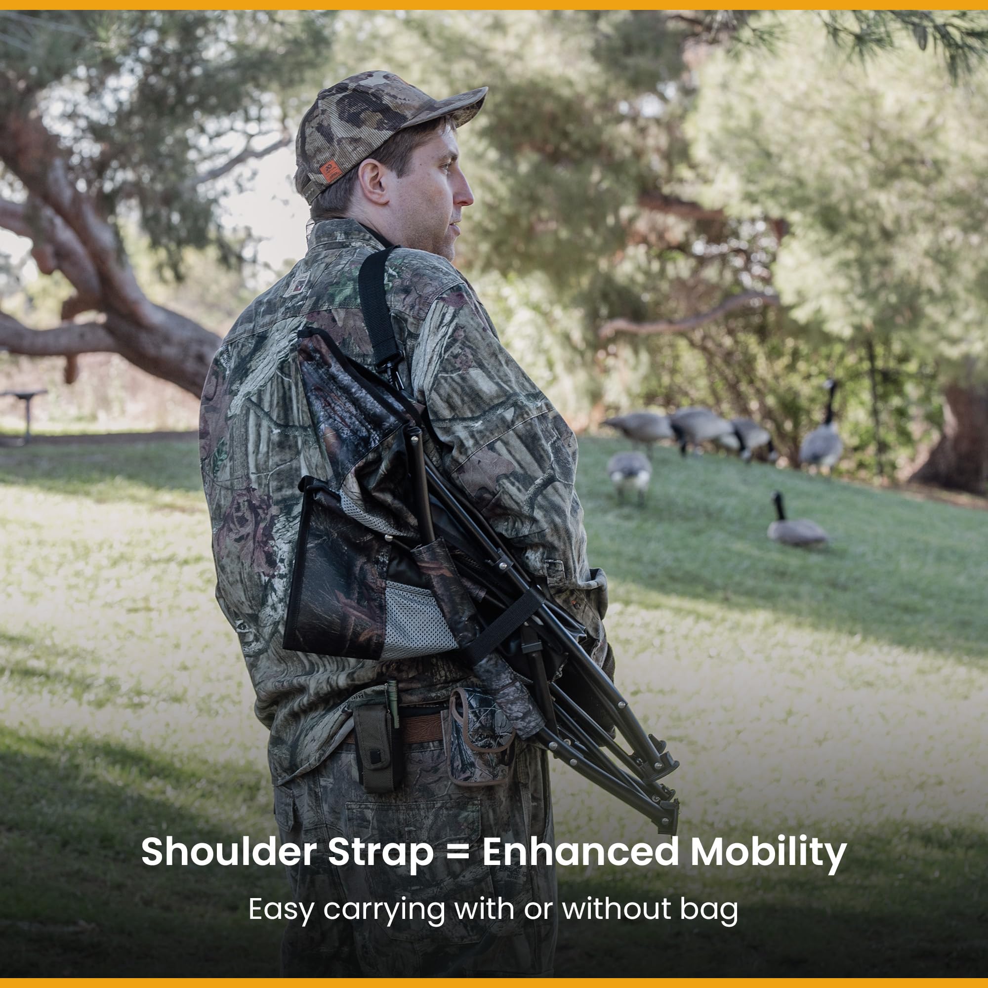 ARROWHEAD OUTDOOR Portable Folding Turkey Hunting Blind Chair - Camo Hunting Seat with Padded Armrests, No-Sink Feet & Shoulder Strap - Lightweight Mesh Seat for Comfort - Perfect for Turkey Hunting, Waterfowl & Outdoor Adventures