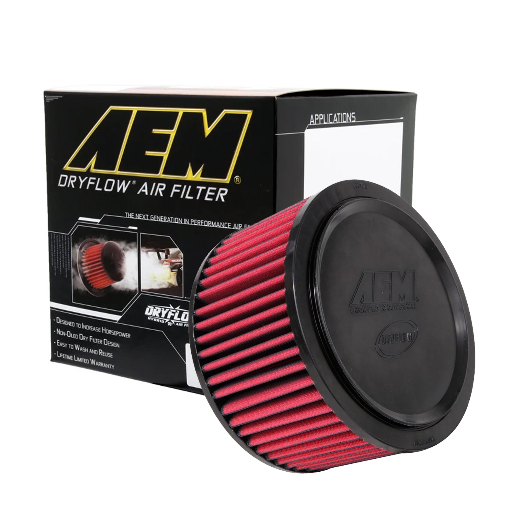 AEM AE 06062 Washable Cone Air Filter - High Performance Reusable Air Intake Filter for Cars, Trucks & SUVs - Perfect for Off-Roading, Racing & Daily Driving