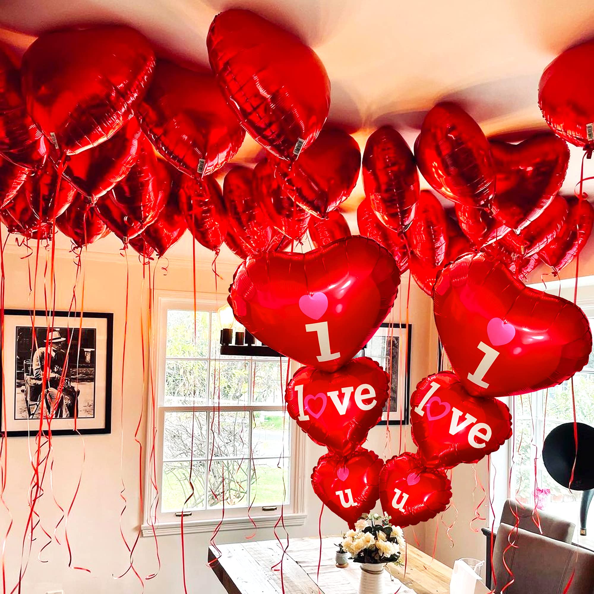 XtraLarge 12+2 Red Heart Balloons - Big Pack of 34 | Romantic Kiss Lip Balloons for Valentine's Day, Anniversary & Birthday Decorations | Heart Shaped Balloons for Special Nights, Party Decor, Wedding Proposals & Romantic Surprises
