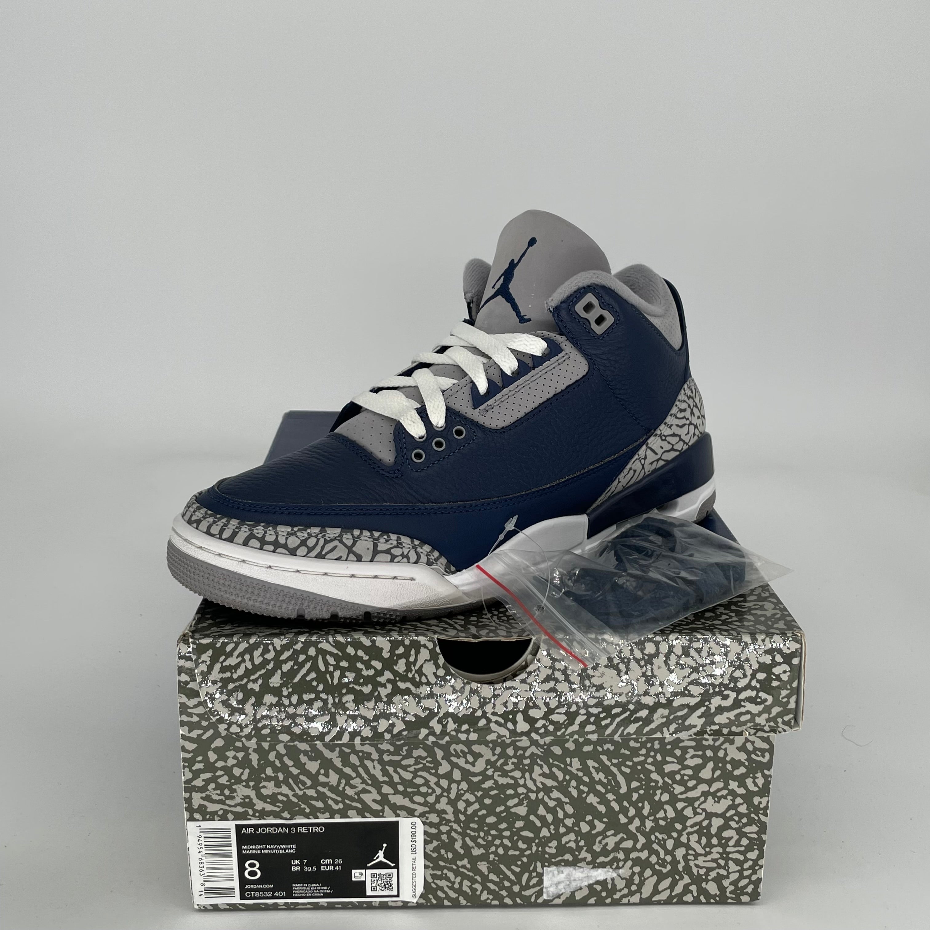 AIR JORDAN 3 GEORGETOWN Basketball Shoes Men's Size 8 - Retro Style Sneakers CT8532-401 for Casual Wear & Street Fashion