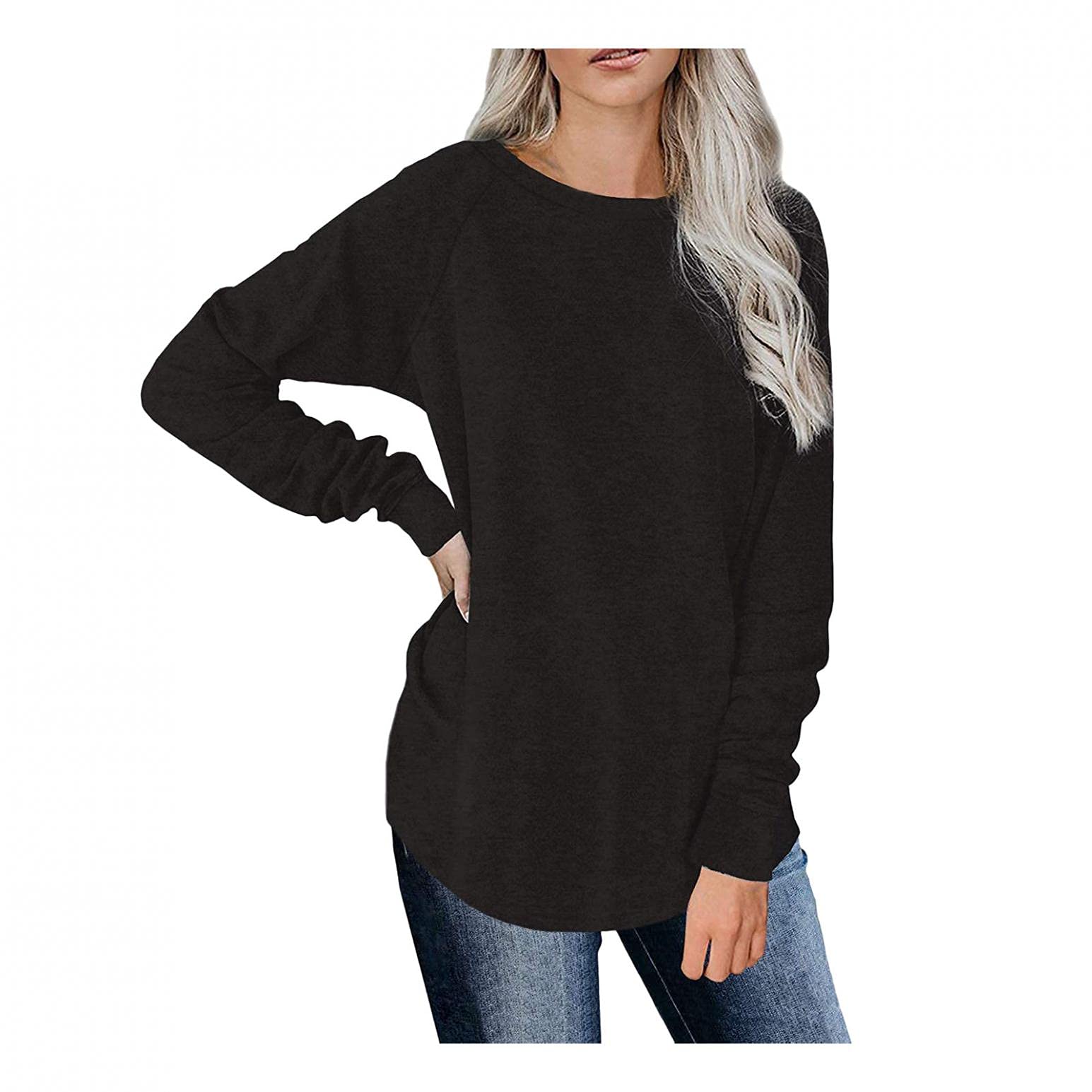 Xudanell Women's Long Sleeve Cotton Crewneck T-Shirt - Soft Comfortable Exercise & Casual Top for Workouts, Yoga, Beach Vacations & Everyday Wear