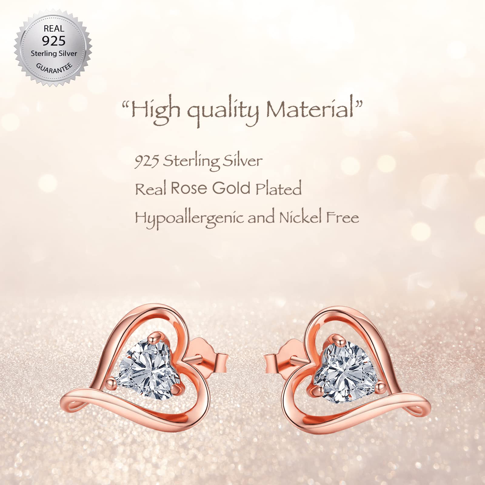 LAVUMO Heart Necklace & Earrings Set - Romantic Anniversary Birthday Gift for Women, Wife, Mom, Girlfriend | Perfect for Valentine's Day, Mother's Day, Wedding & Special Occasions