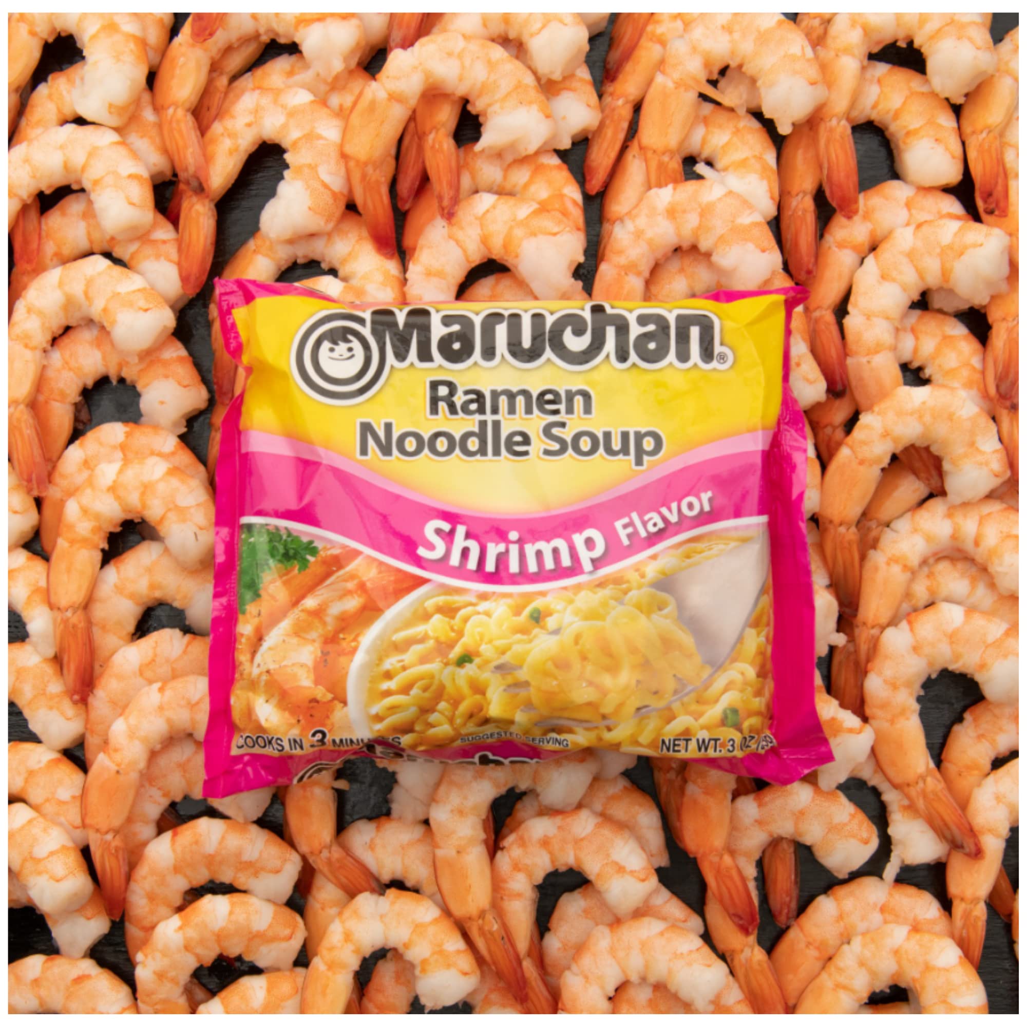 Ja’Cor Instant Ramen Noodles Soup - Shrimp Flavor (3 oz, 12 Pack) | Quick Lunch, Snack & On-the-Go Meal | Includes Free Reusable Chopsticks | Perfect for Office, Dorm & Travel