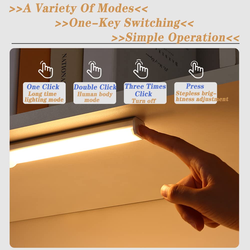 14 LED Motion Sensor Light Indoor - USB Dimmable Closet Light, Under Cabinet Lighting with Magnetic Base - Stick-On Anywhere Night Light for Wardrobe, Stairs, Bedroom, Hallway & Kitchen (2 Pack, Warm White) - Perfect for Dark Spaces, Safety Lighting & Energy-Efficient Home Use