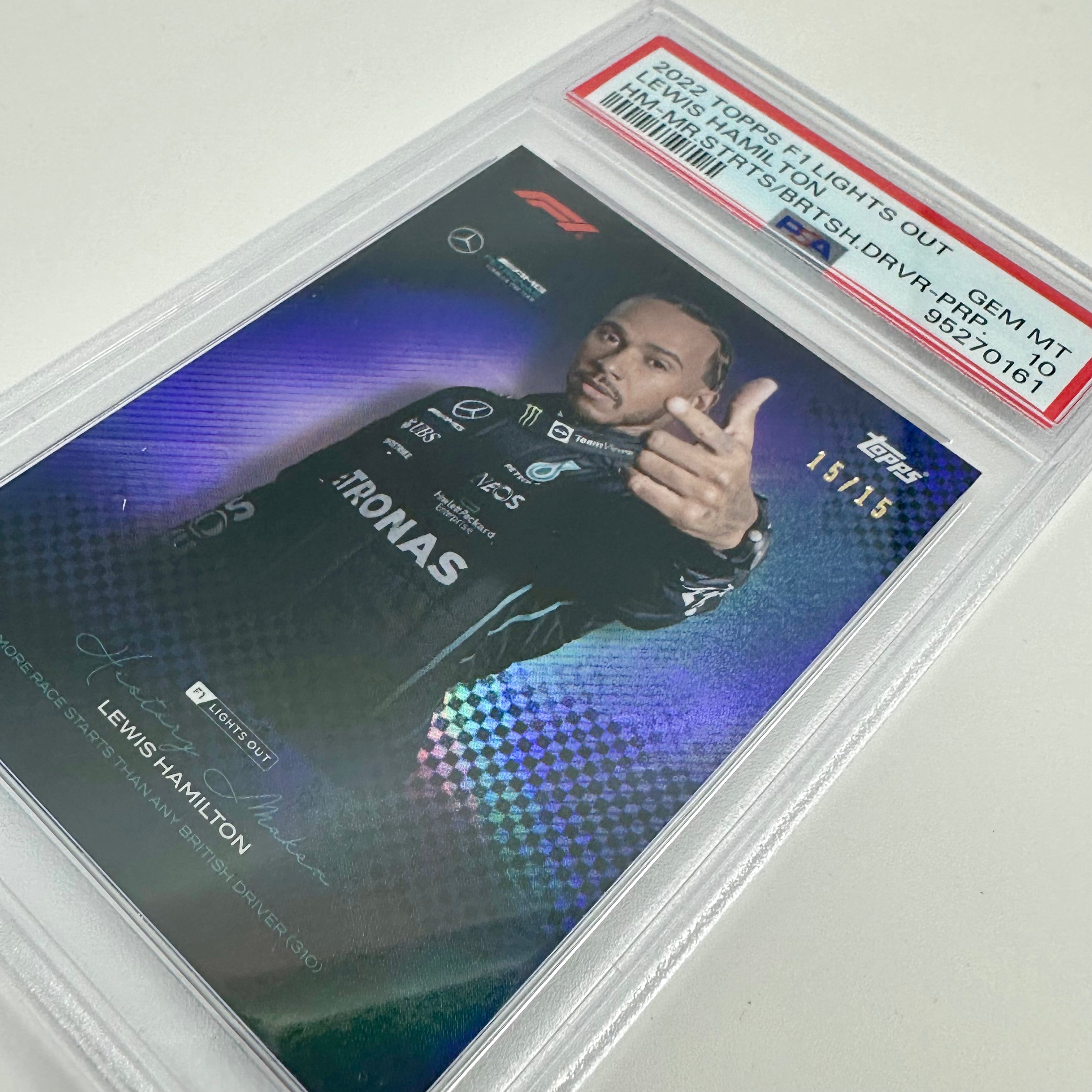 PSA 10 Graded 15/15 Lewis Hamilton History Maker Purple Parallel - Rare F1 Trading Card for Collectors & Motorsport Fans - Perfect for Display, Investment & Memorabilia Collections
