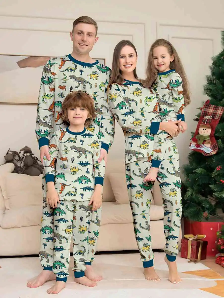 **Dinosaur Family Matching Christmas Pajamas Set - Cozy Holiday PJS for Kids & Adults - Perfect for Christmas Morning & Family Photos**