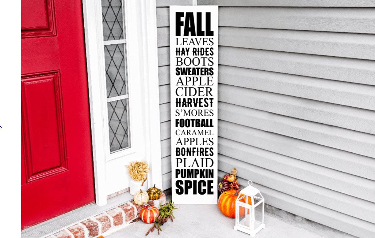 Fall Porch Sign with Leaves, Pumpkins & Hayrides - 4x16 Inch Rustic Wooden Outdoor Decor for Autumn Porch, Patio & Garden - Perfect for Seasonal Home Decoration & Thanksgiving Decor