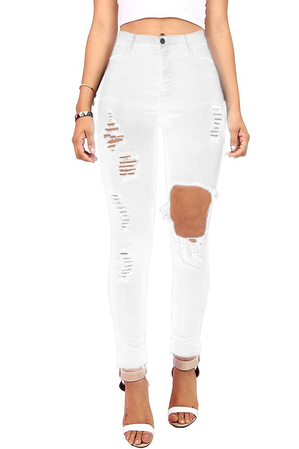 Trendy Women's Ripped High Rise Skinny Jeans - Stretch Denim Pants for Casual Outfits & Night Out | Perfect for Dates, Shopping & Everyday Wear
