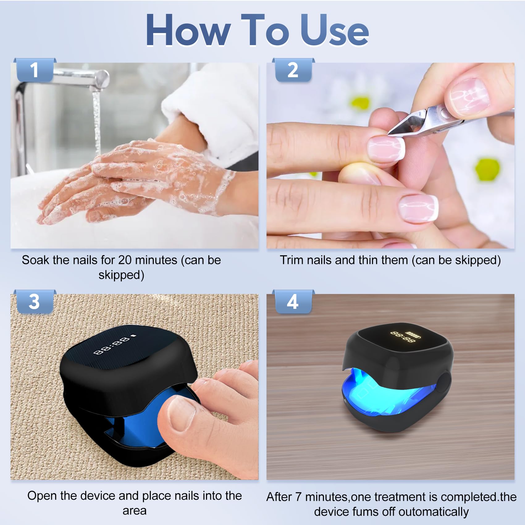 Best Nail Fungus Laser Treatment Device - LED Light Therapy for Toenail & Fingernail Fungal Infections | Improves Nail Health, Reduces Deformation & Pain | Portable Home Use for Athletes, Seniors & Diabetics (Black)
