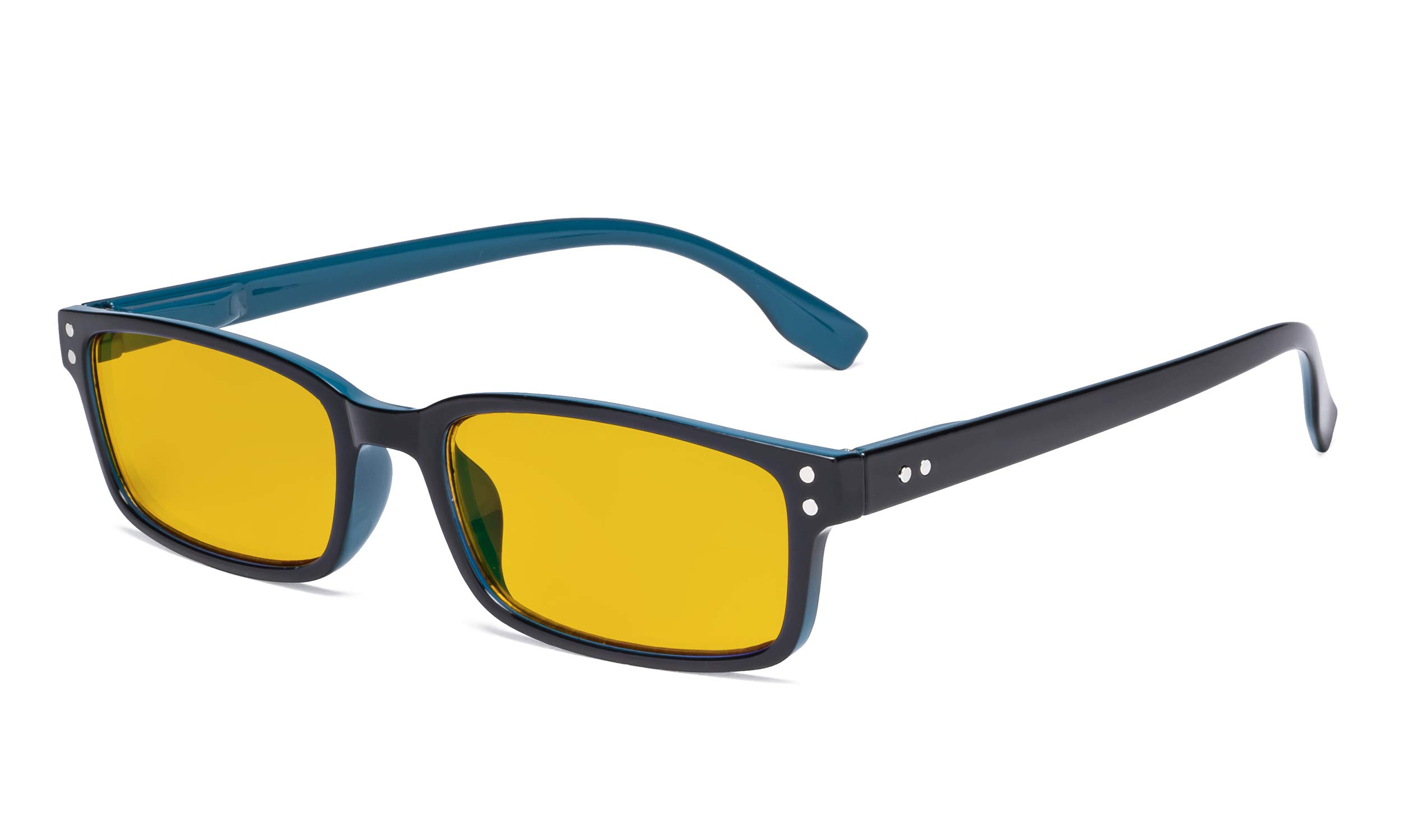 Eyekepper Classic Rectangular Frame Spring Hinged Computer Glasses with Orange Tinted Lenses - Blue Light Blocking Reading Glasses for Office Work, Screen Time & Digital Eye Strain Relief