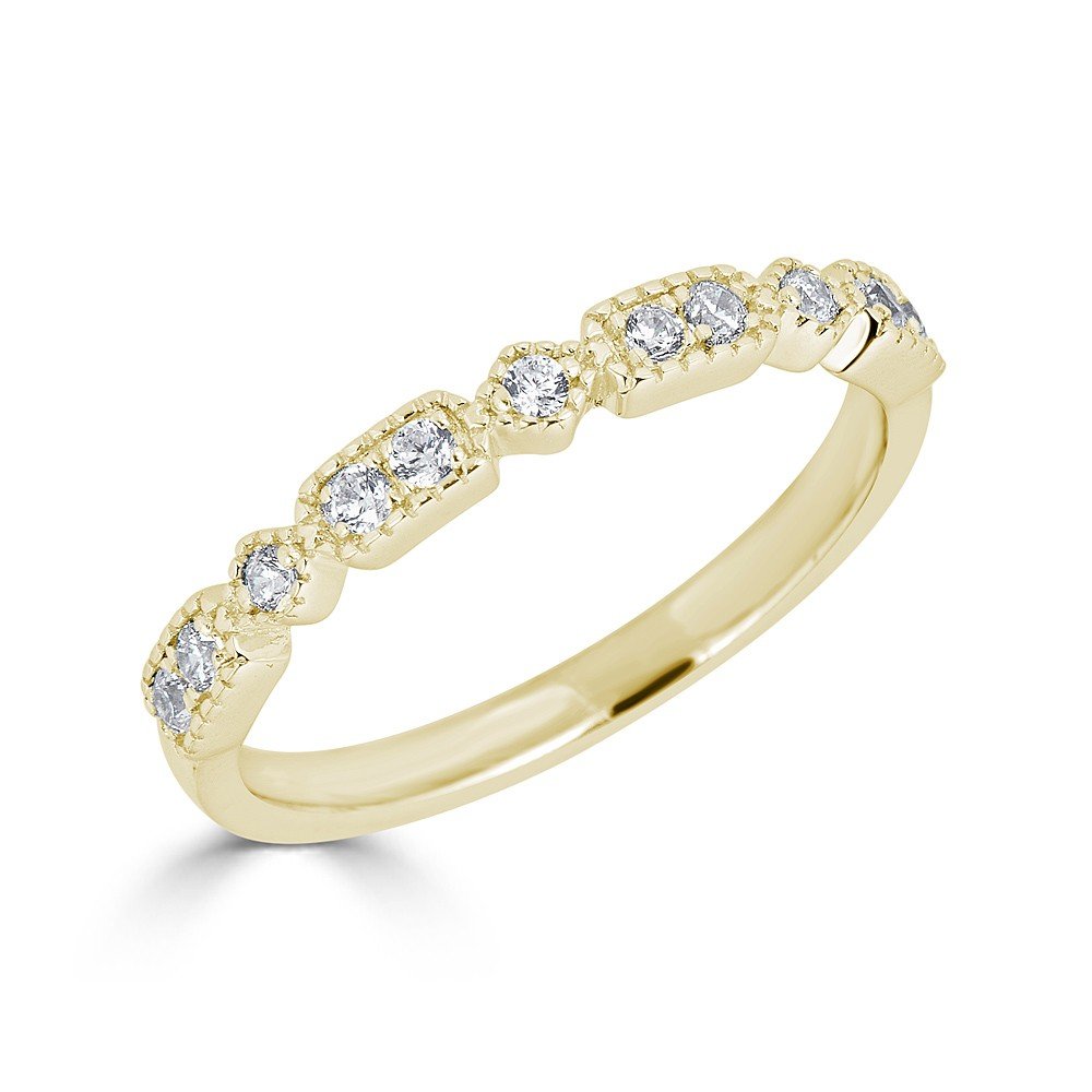 14KT Gold Stackable 1/5CT Diamond Alternating Shape Band Ring for Women - Perfect for Layering, Anniversary Gifts & Everyday Elegance