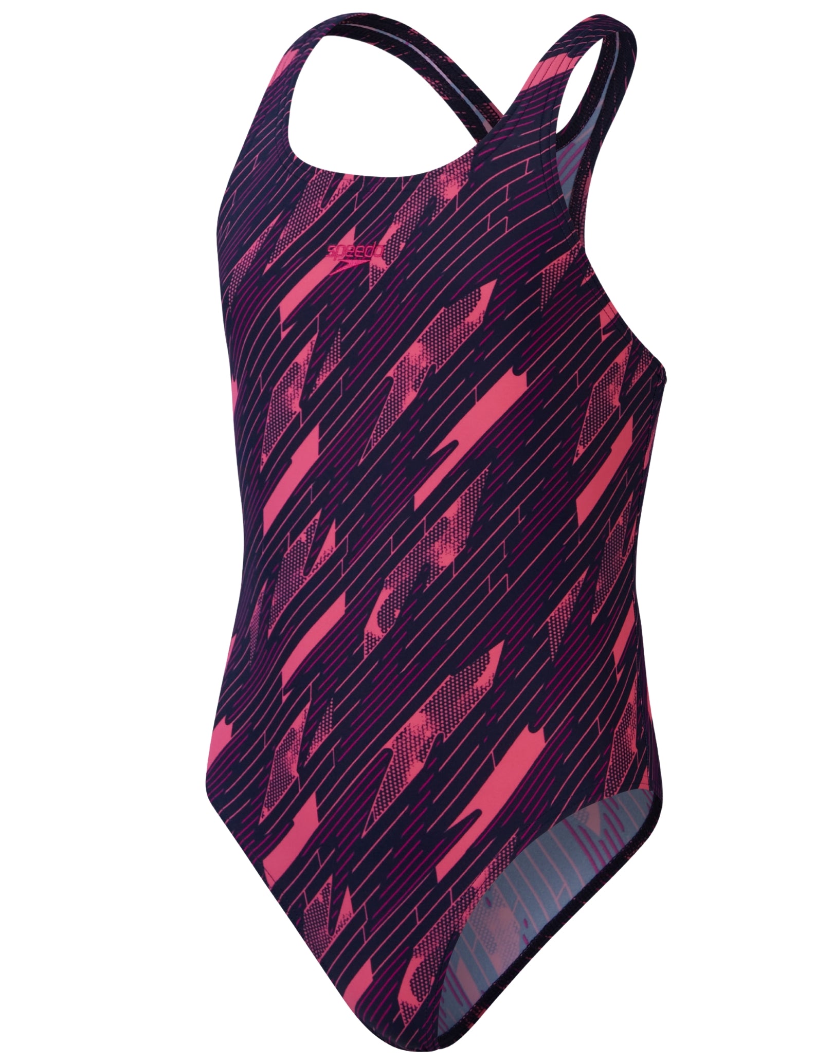 Girls Hyperboom Allover Medalist Swimsuit - Navy & Pink Two-Tone Competition Swimwear for Kids | Perfect for Swim Meets, Beach Vacations & Pool Parties