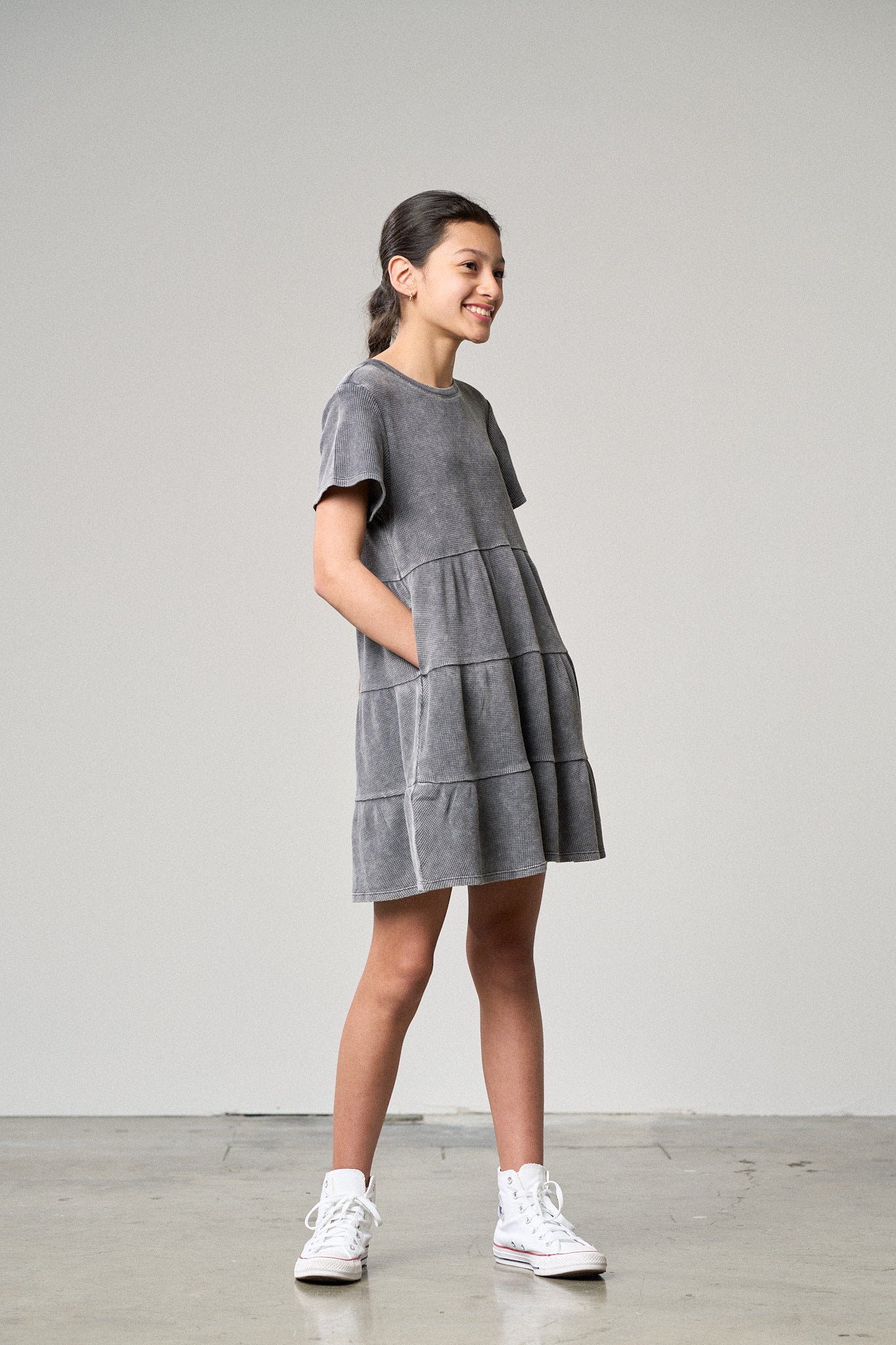 Acid Wash Waffle Dress - Black | Stylish & Comfortable Women's Casual Dress for Everyday Wear, Date Night & Summer Outfits