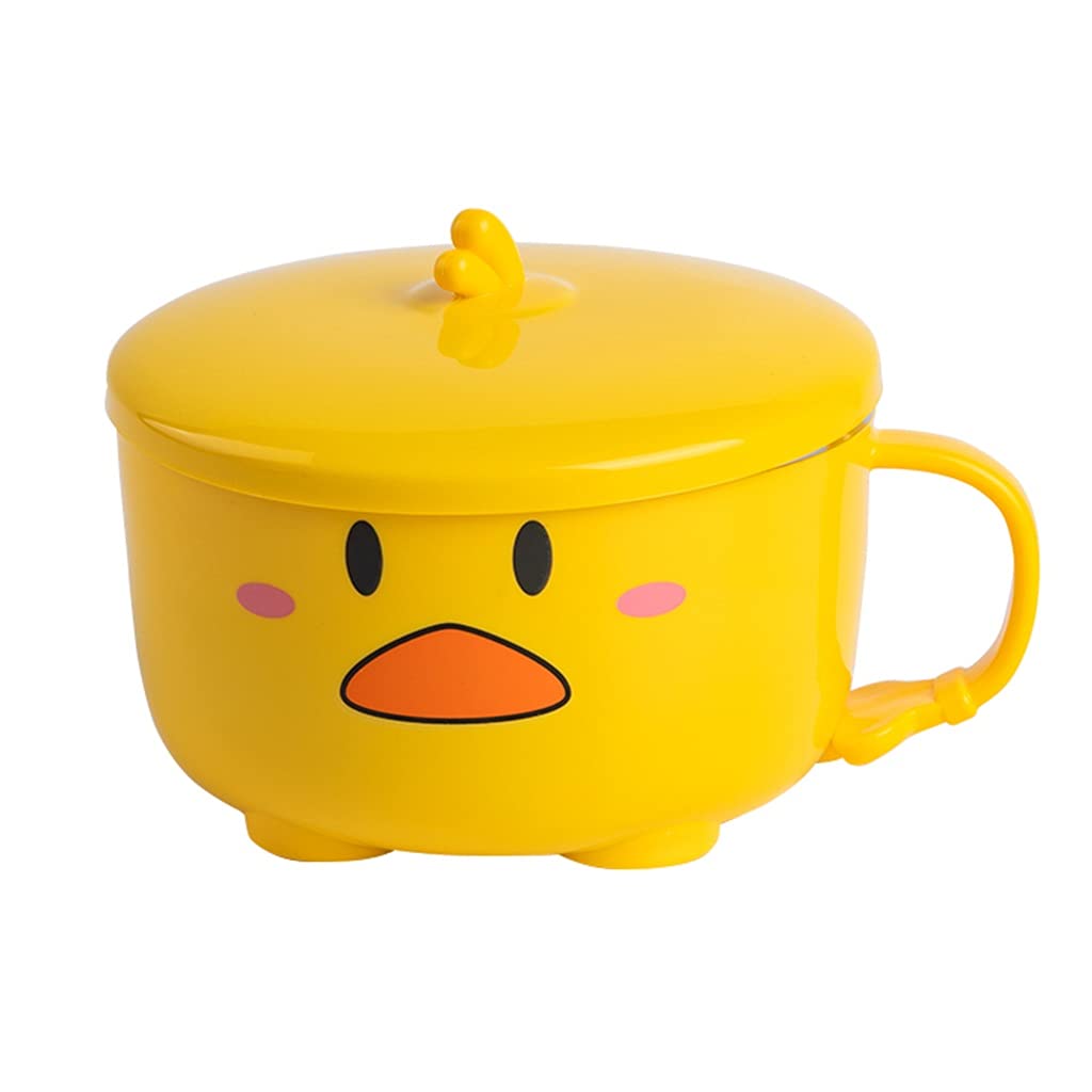 Small Yellow Duck Stainless Steel Instant Noodle Bowl with Lid - 1100ml Insulated Soup Container for Office Lunch, Travel & Camping (Color: Yellow)