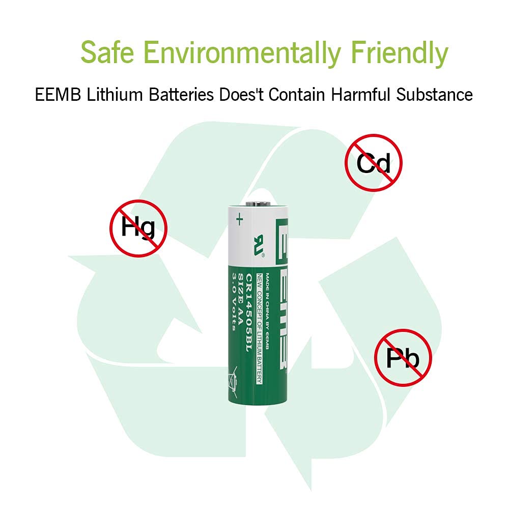 EEMB 20X AA 3V Lithium Battery Non-Rechargeable CR14505 1800mAh Li-MnO₂ Single-Use Battery - UL Certified for Security Cameras, Digital Thermometers, WiFi Oil Tank Gauges & More - Perfect for Home Security, Weather Monitoring & Smart Devices
