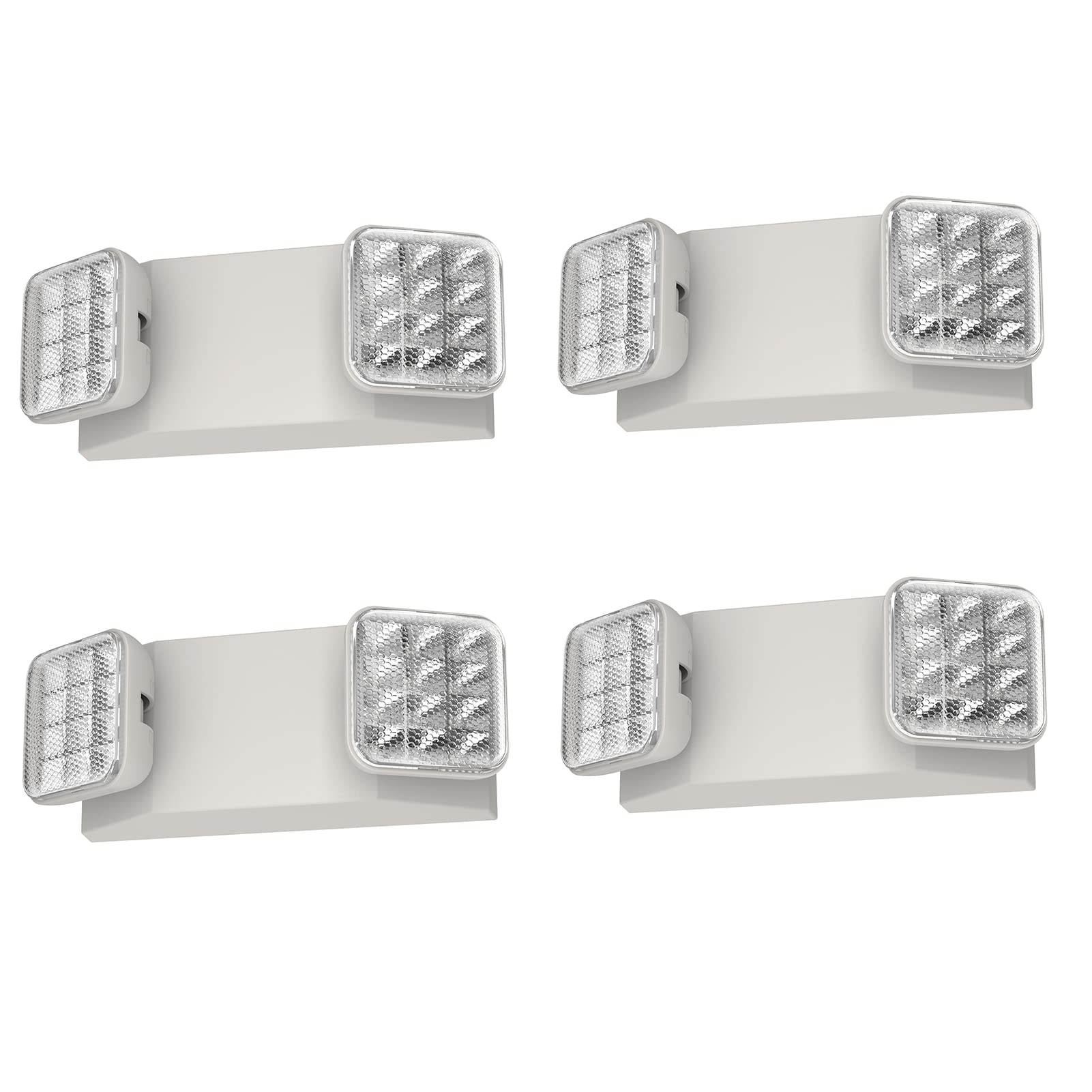 SPECTSUN 4-Pack White Emergency Lights with Battery Backup - Commercial & Home Use LED Emergency Light Fixtures for Power Outages, Safety Signs, Stairwells & Exit Routes