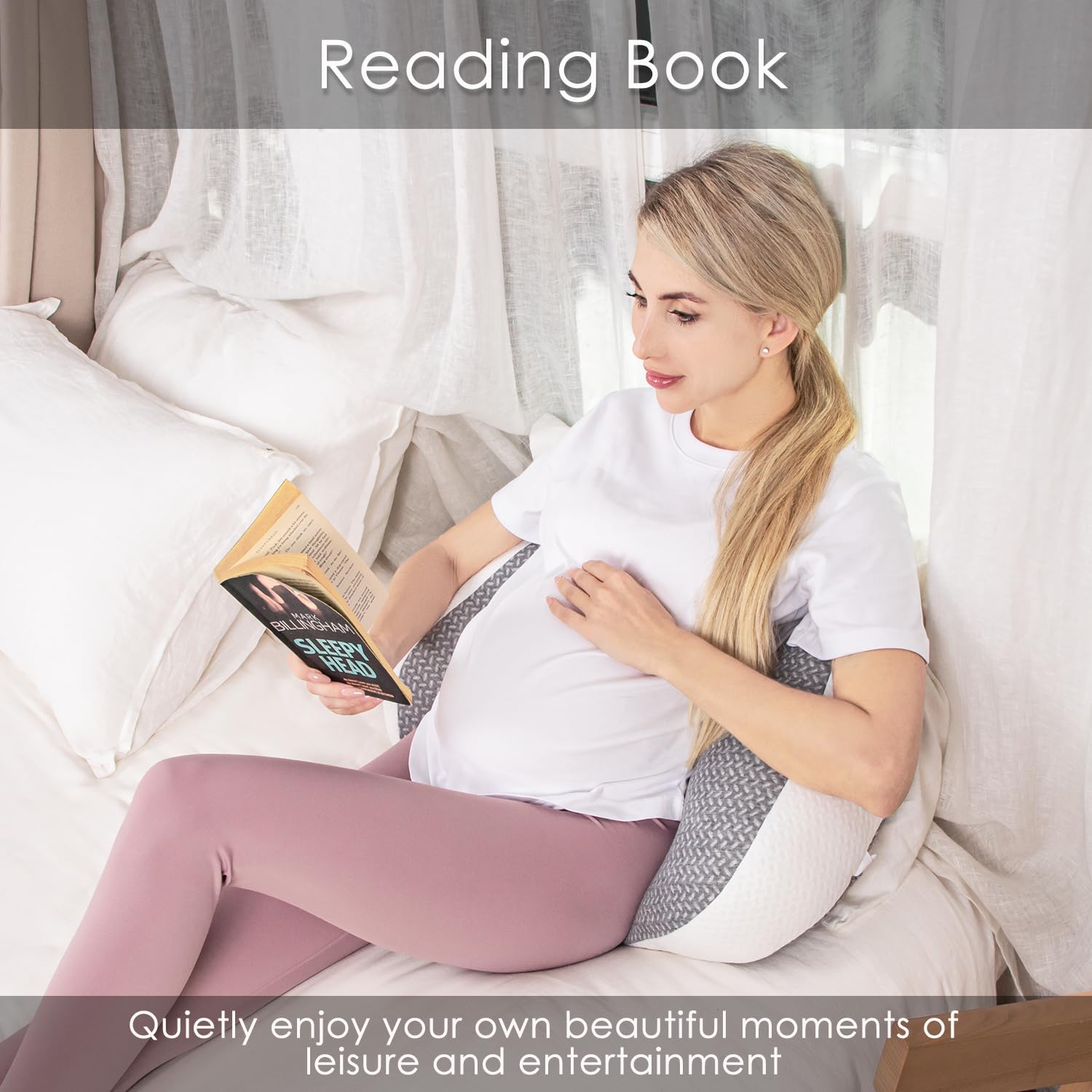 3-in-1 Maternity Pillow for Pregnant Women - Full Body Support Pillow for Back, Hips & Legs - Adjustable Pregnancy Pillow for Sleeping with Detachable Cover - Grey - Perfect for Side Sleeping, Nursing & Relaxation During Pregnancy
