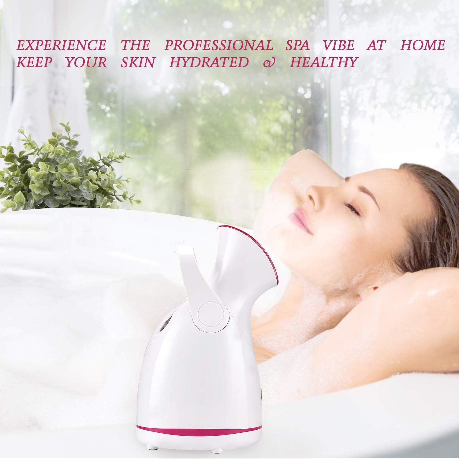 NEWCART Nano-Ionic Facial Steamer & Steam Inhaler - Professional Hot Mist Vaporizer with UV Sterilization for Hydrated Skin & Spa Relaxation | Perfect for Home Spa, Facial Care, Cold Relief & Dry Skin Treatment | Women & Men Beauty Essential