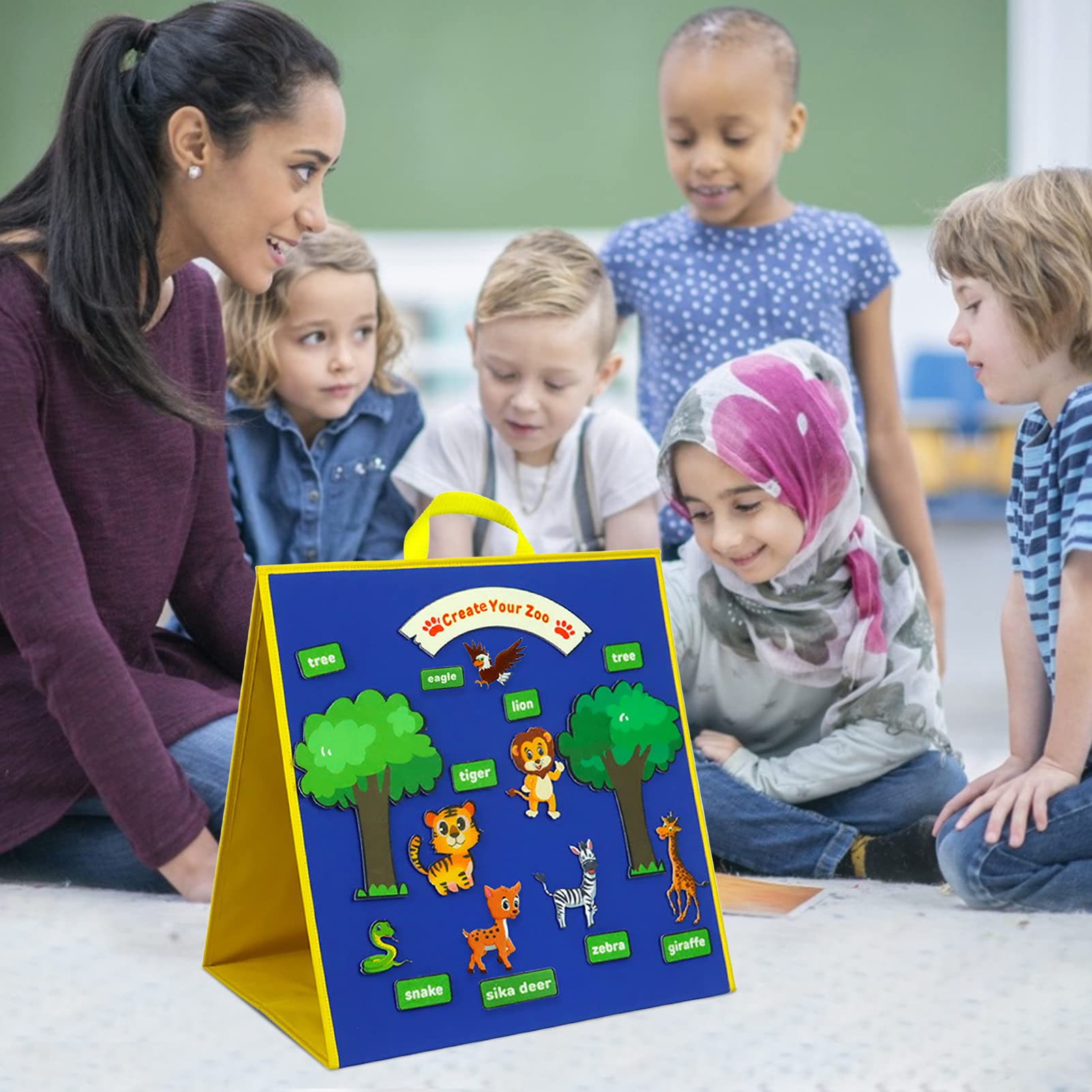 Double-Sided Felt Teaching Board 17x17 Inch - Classroom & Homeschool Learning Aid for Kids