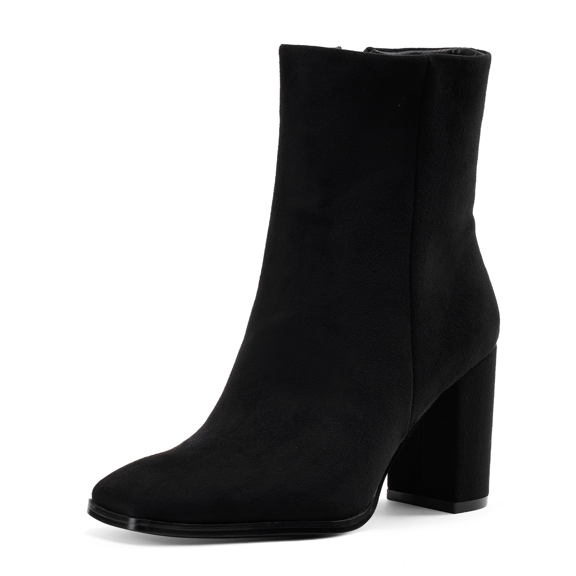 GENSHUO Women's Square Toe Ankle Boots - 3.15 Inch Block Heel Booties with Side Zipper | Fashionable Fall & Winter Shoes for Office, Dating & Casual Outfits
