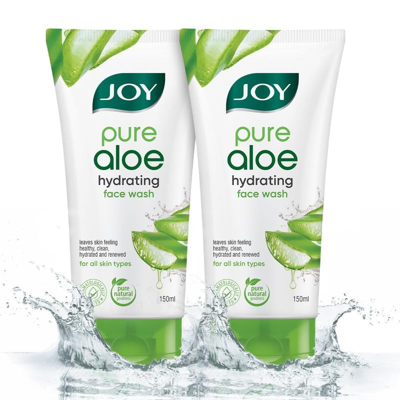 Joy Hydrating Aloe Vera Face Wash for Oily Skin - Oil Control & Deep Cleansing Gel | 150ml x 2 Pack | Non-Drying Formula for Summer Skincare | Perfect for Daily Use & Travel