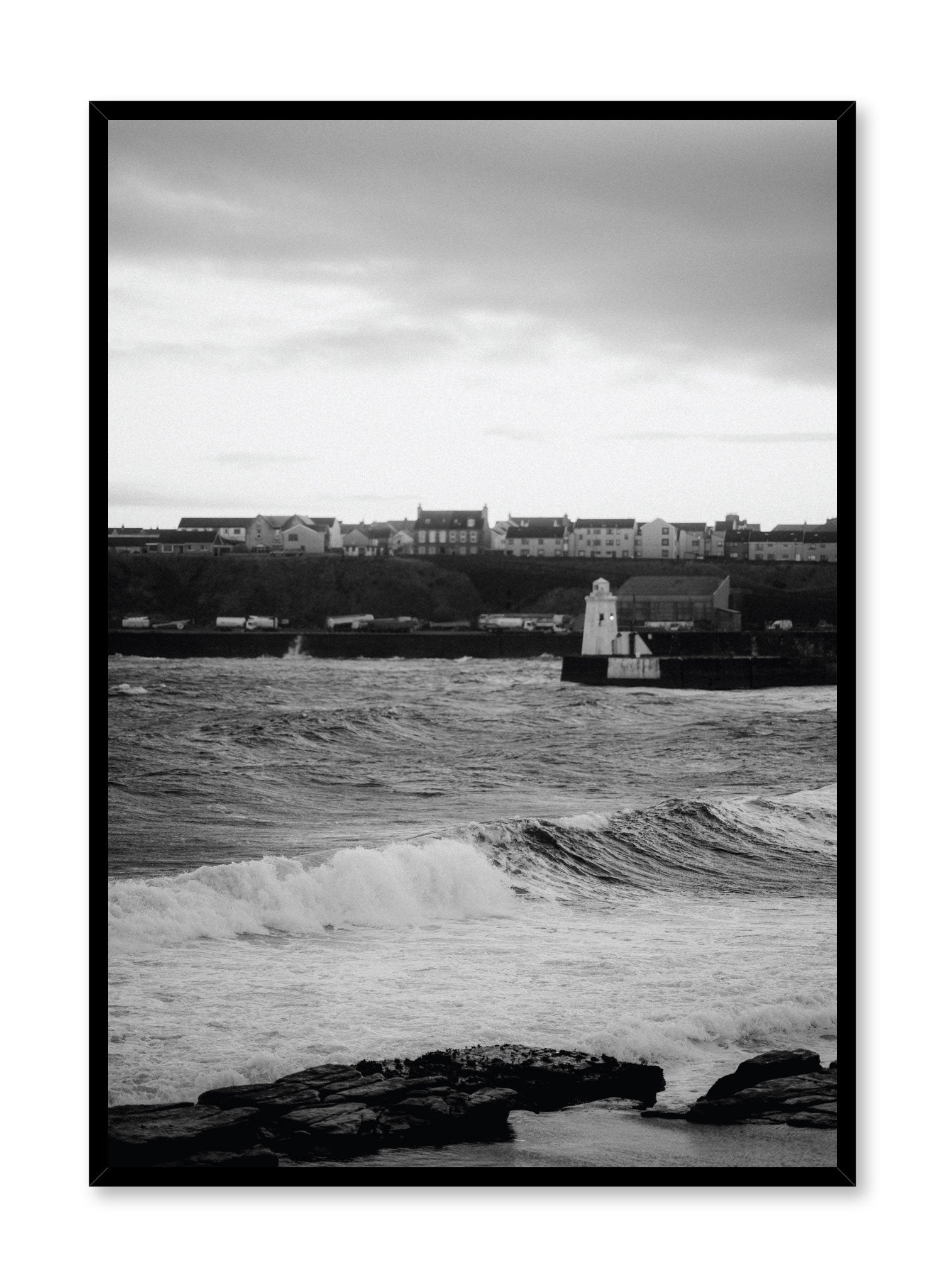 Seaside Town Wall Art Poster - Coastal Beach Decor for Living Room, Bedroom & Office - Vintage Travel Print for Home & Gifts