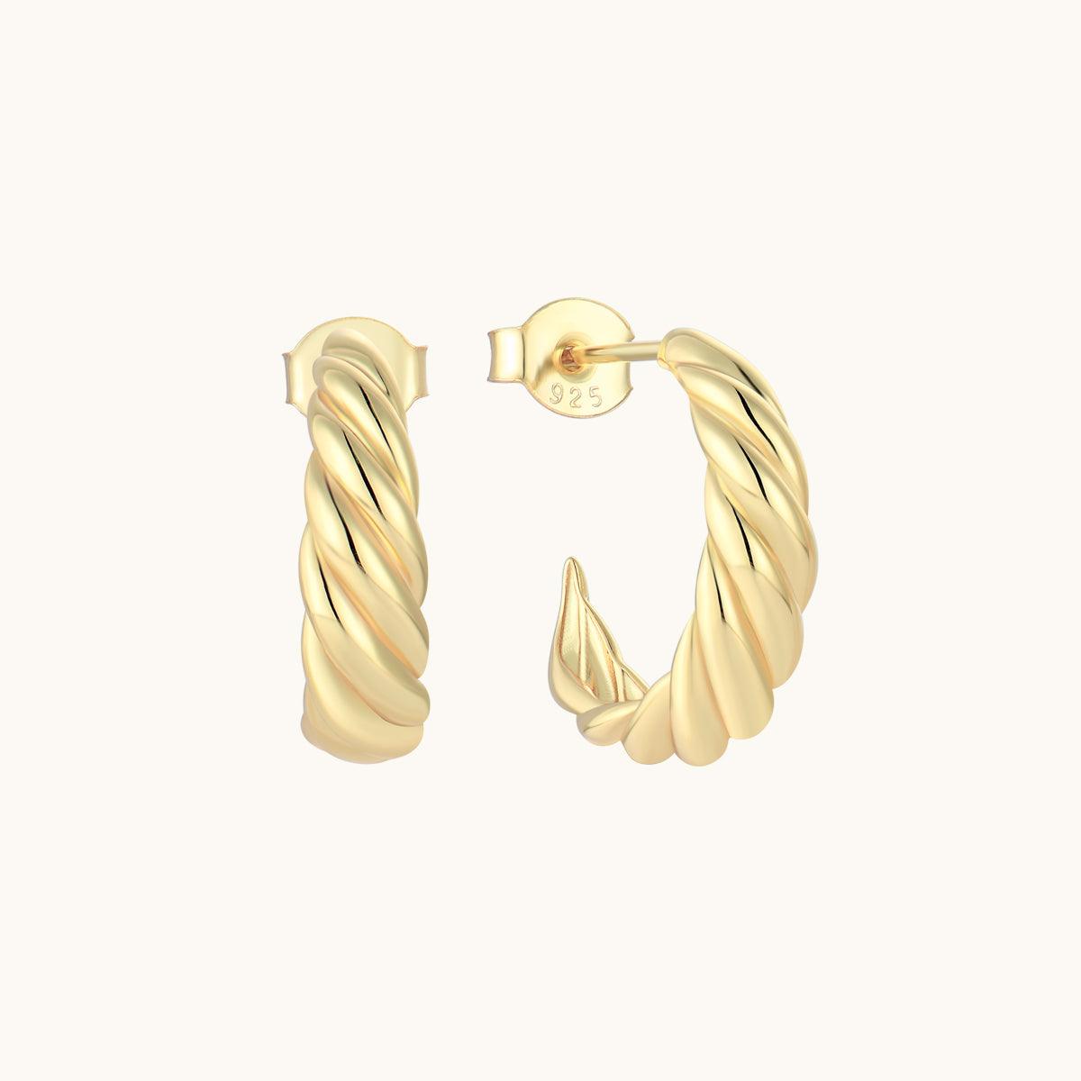 Golden Major Arc Stud Earrings – Elegant 14K Gold Plated Earrings for Women, Perfect for Daily Wear, Parties & Gifts