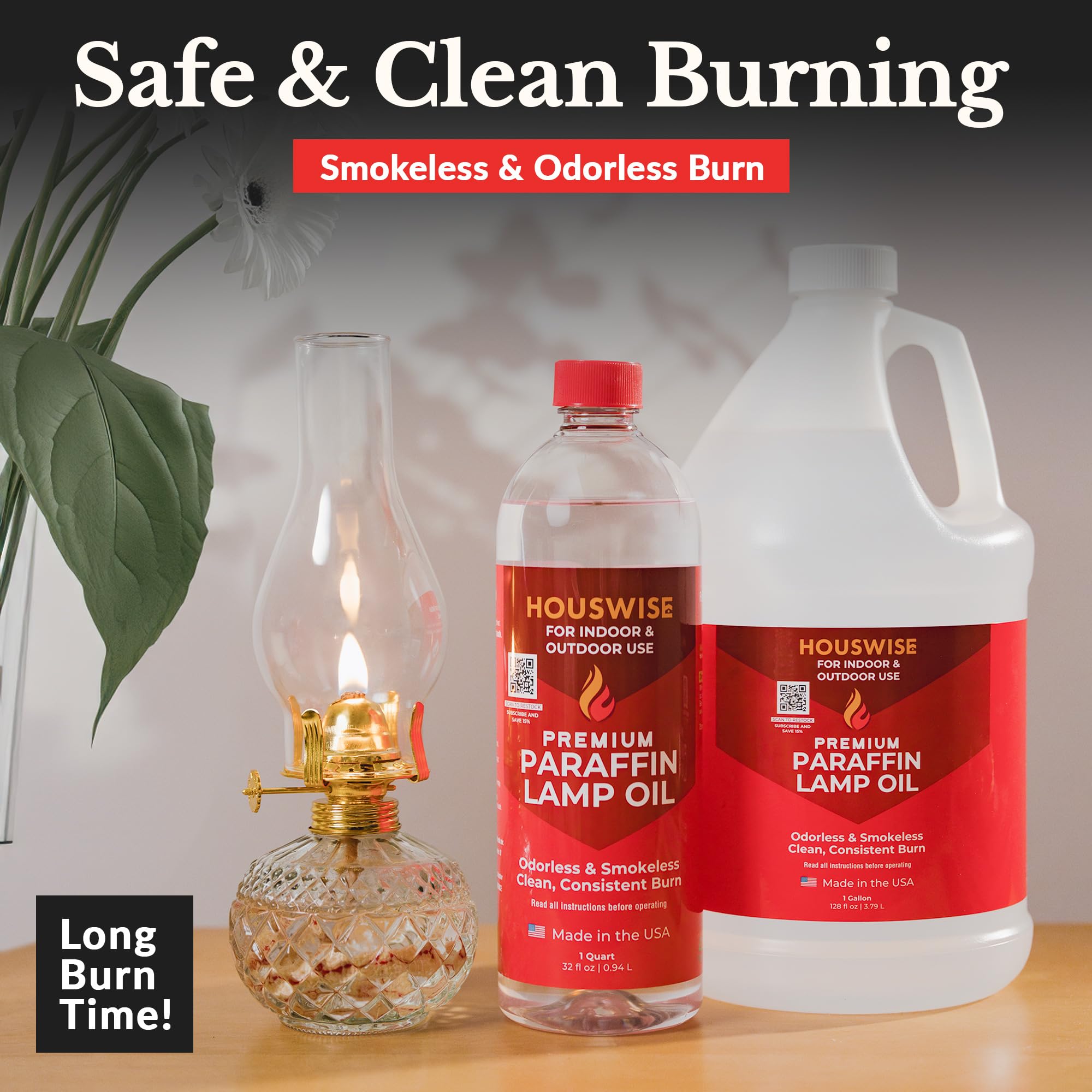 Premium Liquid Paraffin Lamp Oil - 1 Gallon Smokeless Odorless Indoor Fuel for Lamps, Lanterns & Candles | Safe for Home, Camping & Emergency Lighting