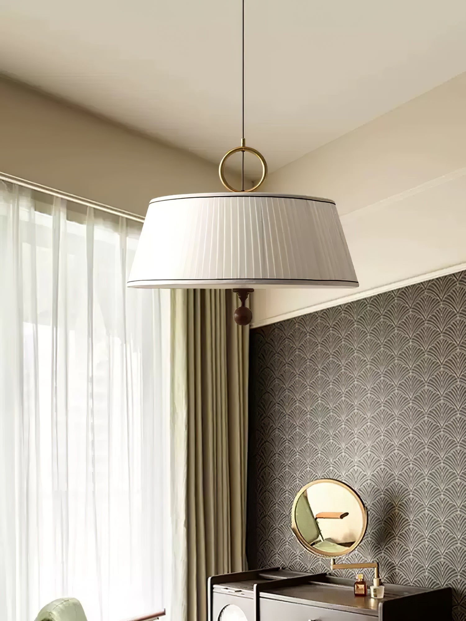 Alina Fabric Pendant Lamp - Modern Handwoven Hanging Light Fixture for Dining Room, Bedroom & Living Room Decor