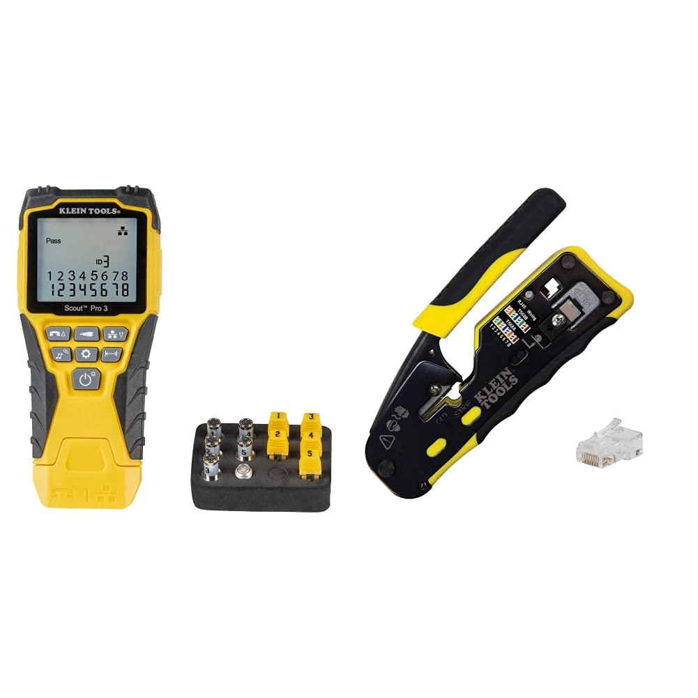 Klein Tools Professional Cable Tester & Data Cable Installation Kit - Network Cable Tester for Ethernet, Cat5, Cat6, RJ45 - Perfect for IT Technicians, Network Installations & Home Office Setup