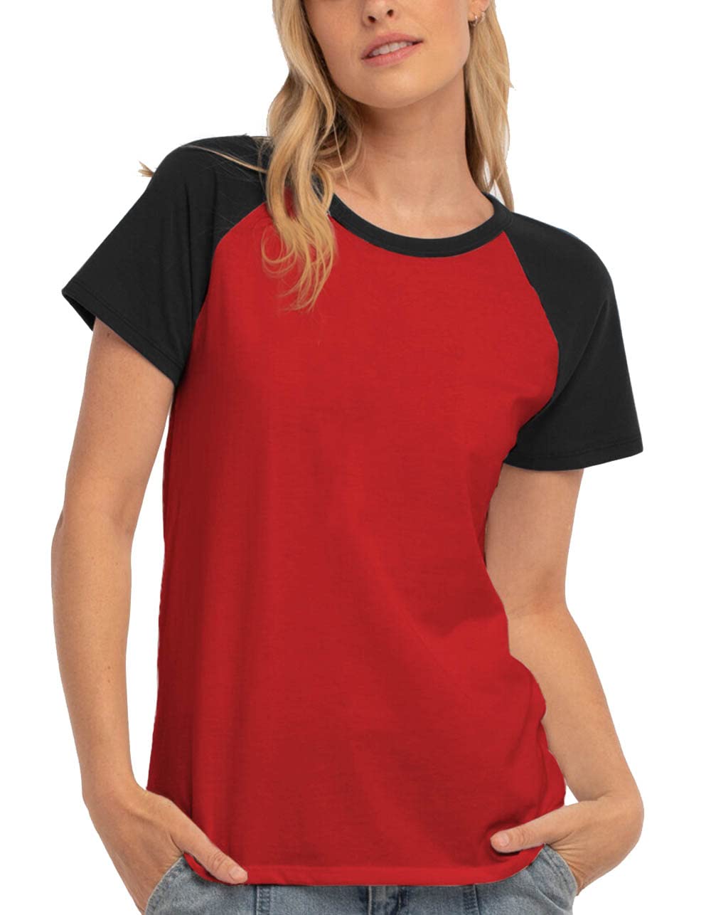 Decrum Women's Raglan Baseball Tee - Trendy Short Sleeve Casual Shirt for Women | Perfect for Everyday Wear, Weekend Outings & Sports Activities