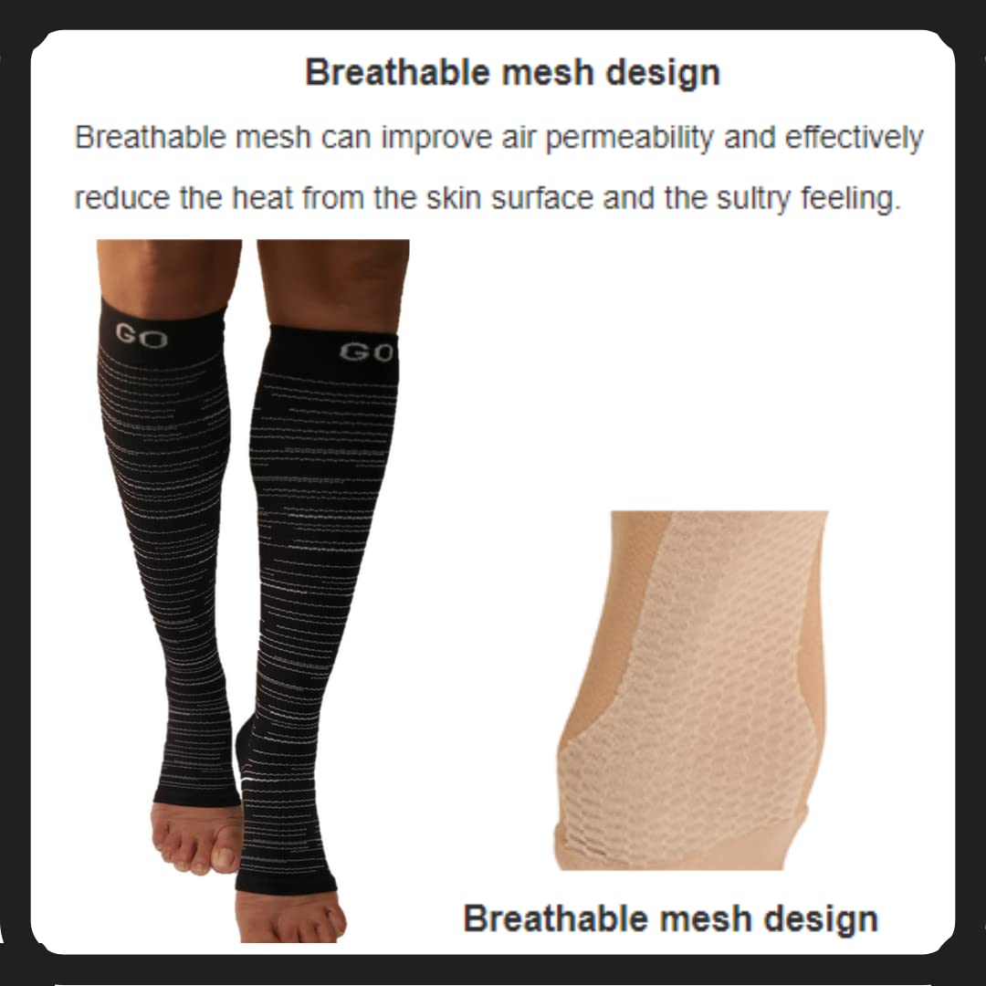 20-30 mmHg Knee High Open Toe Compression Socks for Women & Men - Graduated Toeless Stockings for Circulation, Travel & Work