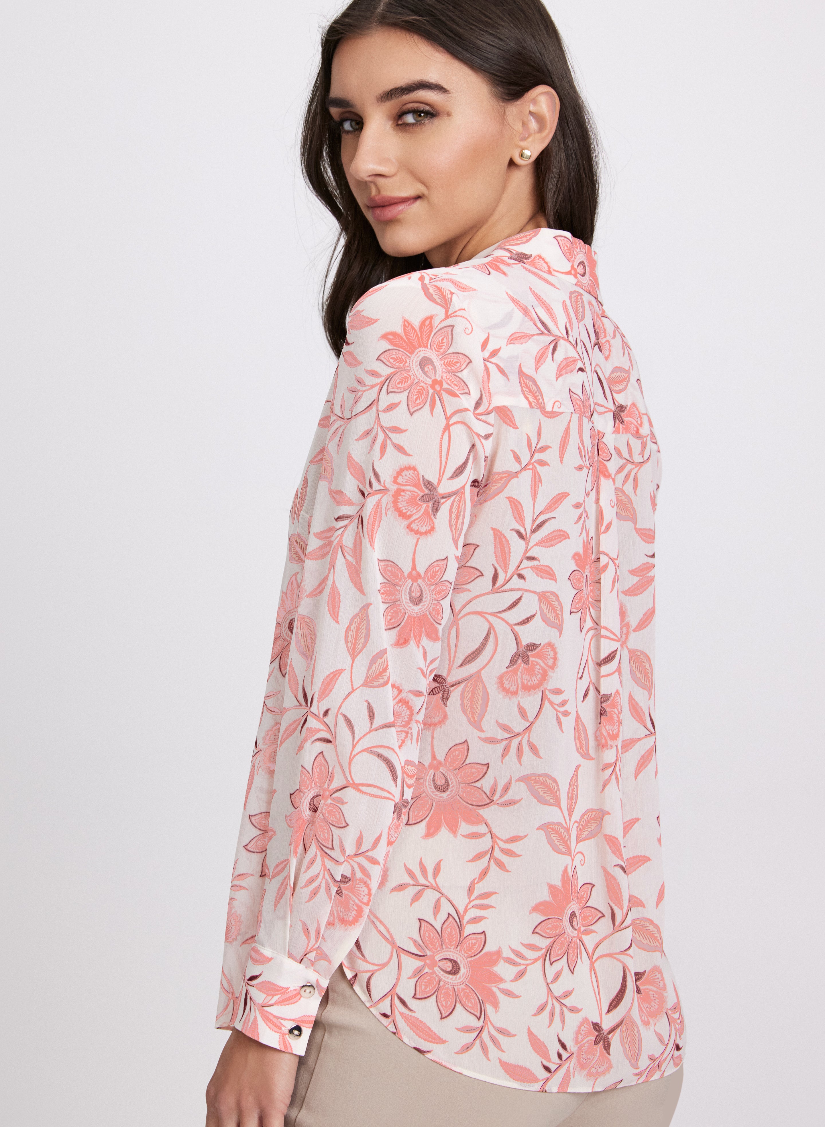 Floral Print Blouse for Women - Elegant Flowy Tops with V-Neck & Short Sleeves - Perfect for Spring Summer, Office Wear & Casual Outfits
